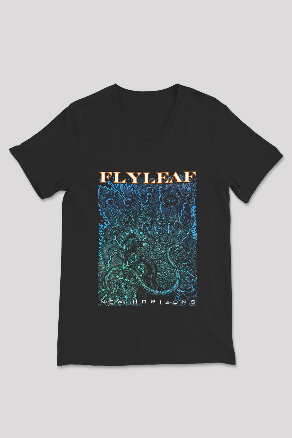 Flyleaf Siyah Unisex V Yaka Tişört T-Shirt