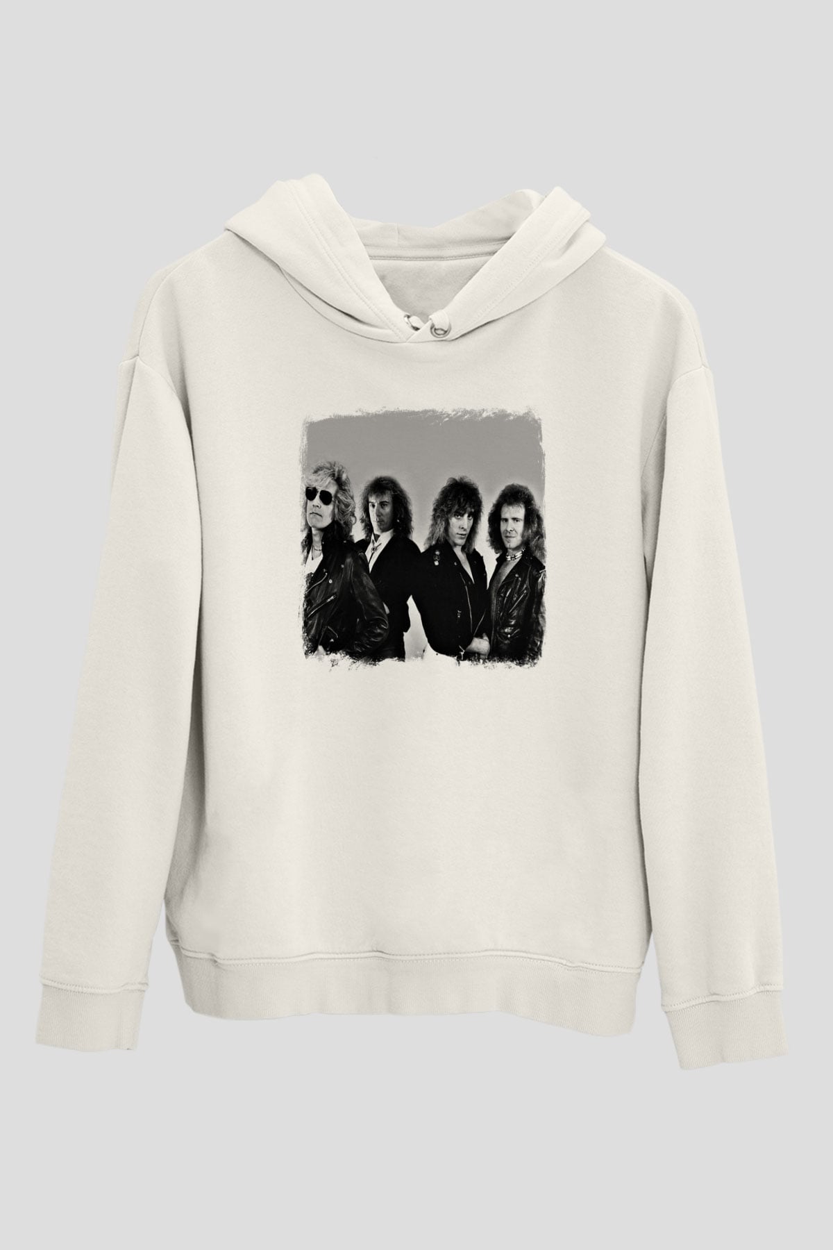 Foghat Baskılı Unisex Beyaz Hoodie