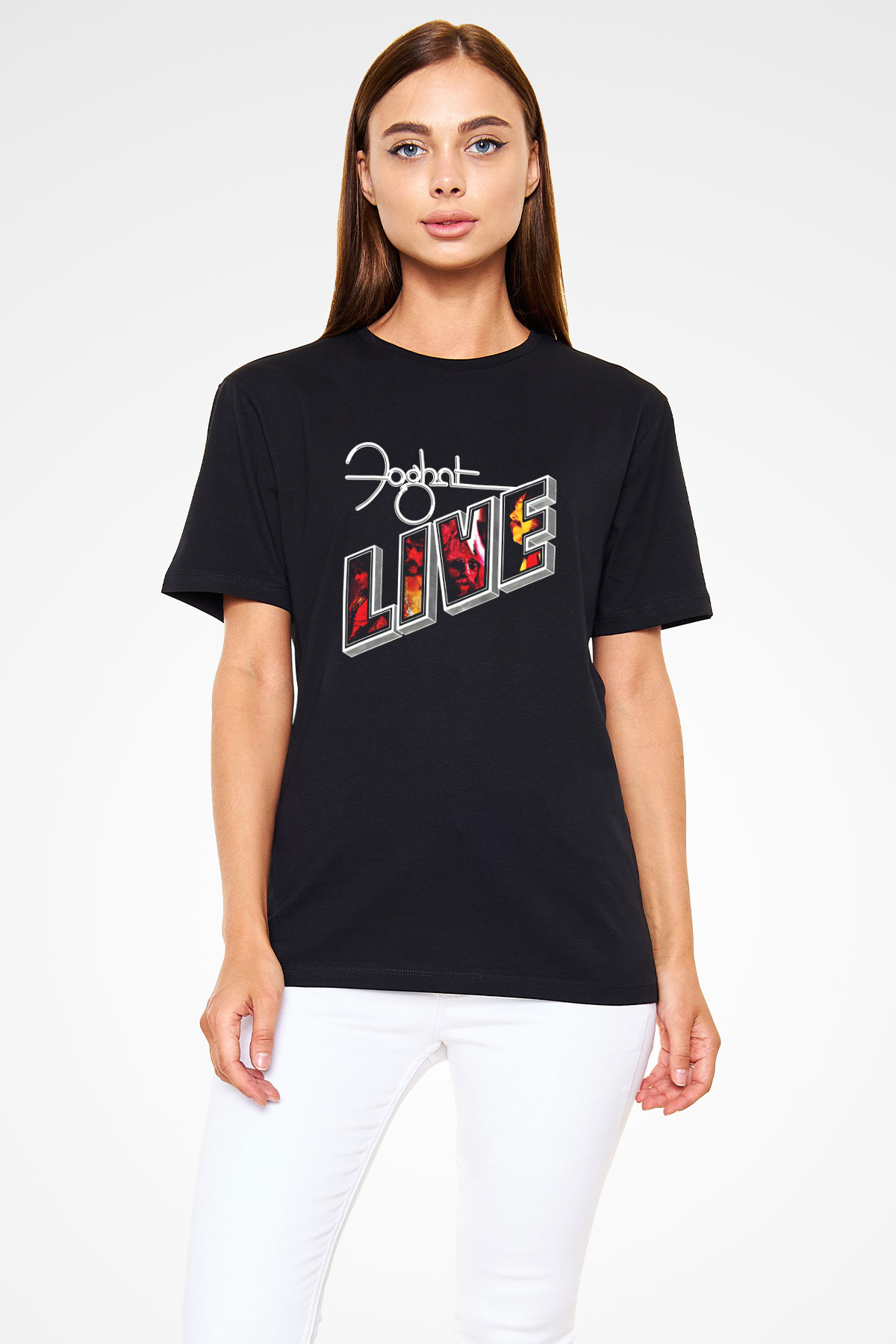 Foghat Baskılı Unisex Siyah Tişört