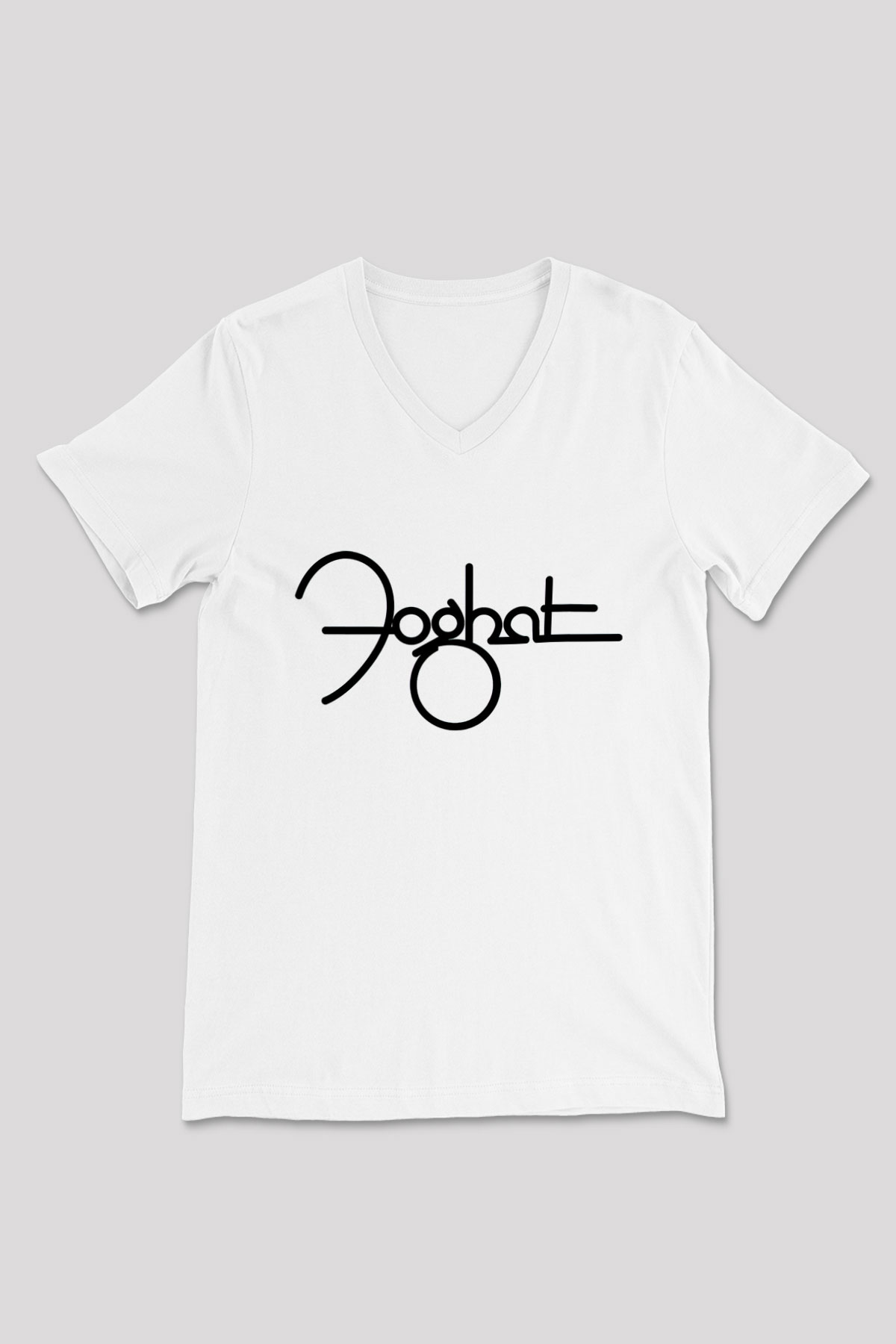 Foghat Beyaz Unisex V Yaka Tişört