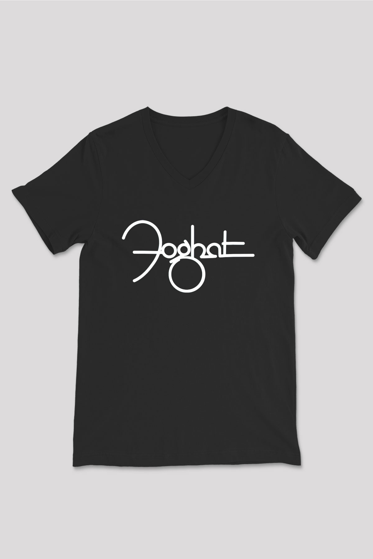 Foghat Siyah Unisex V Yaka Tişört