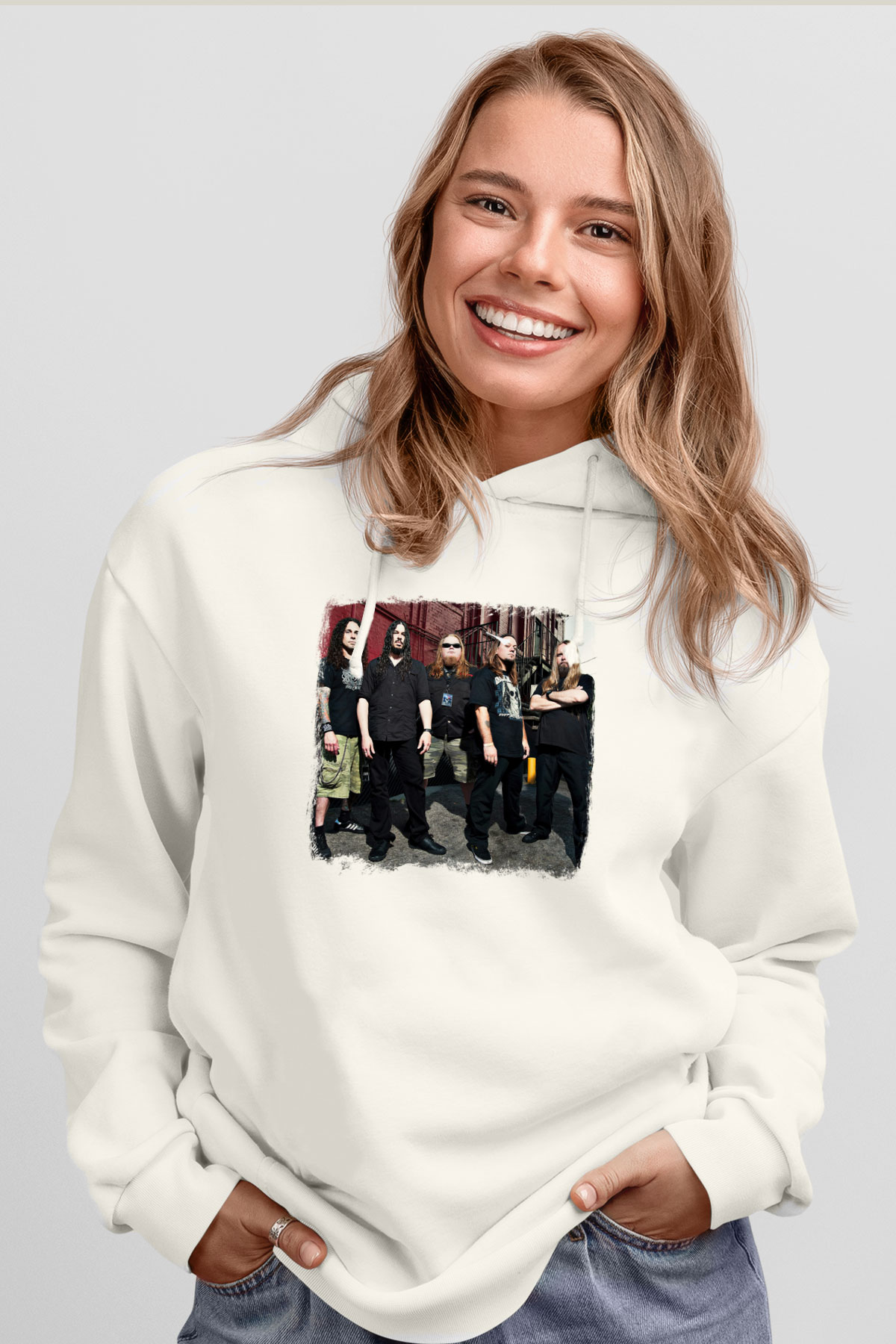 Forbidden Baskılı Unisex Beyaz Hoodie