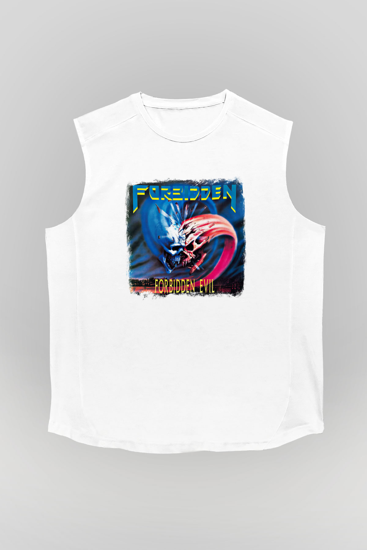 Forbidden Baskılı Unisex Beyaz Kolsuz Tişört