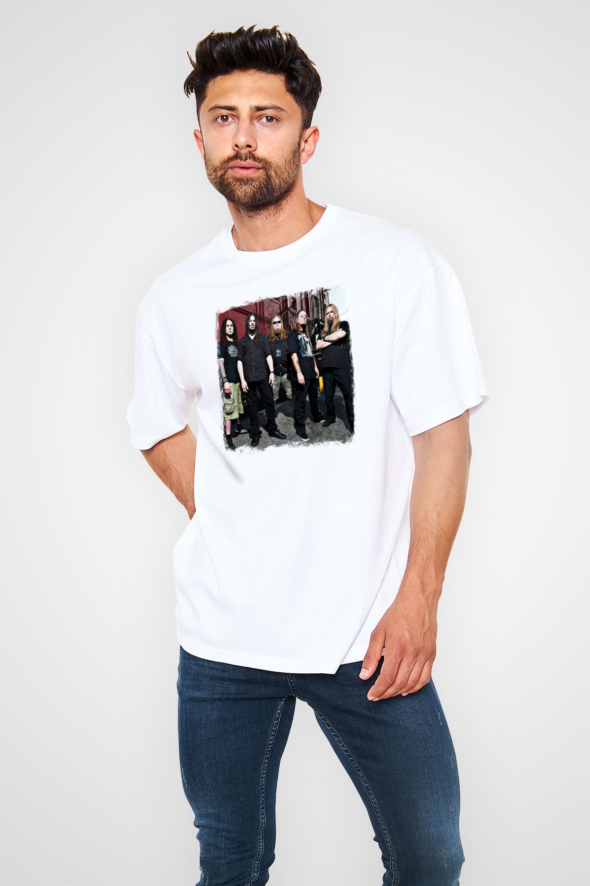 Forbidden Baskılı Unisex Beyaz Oversize Tişört
