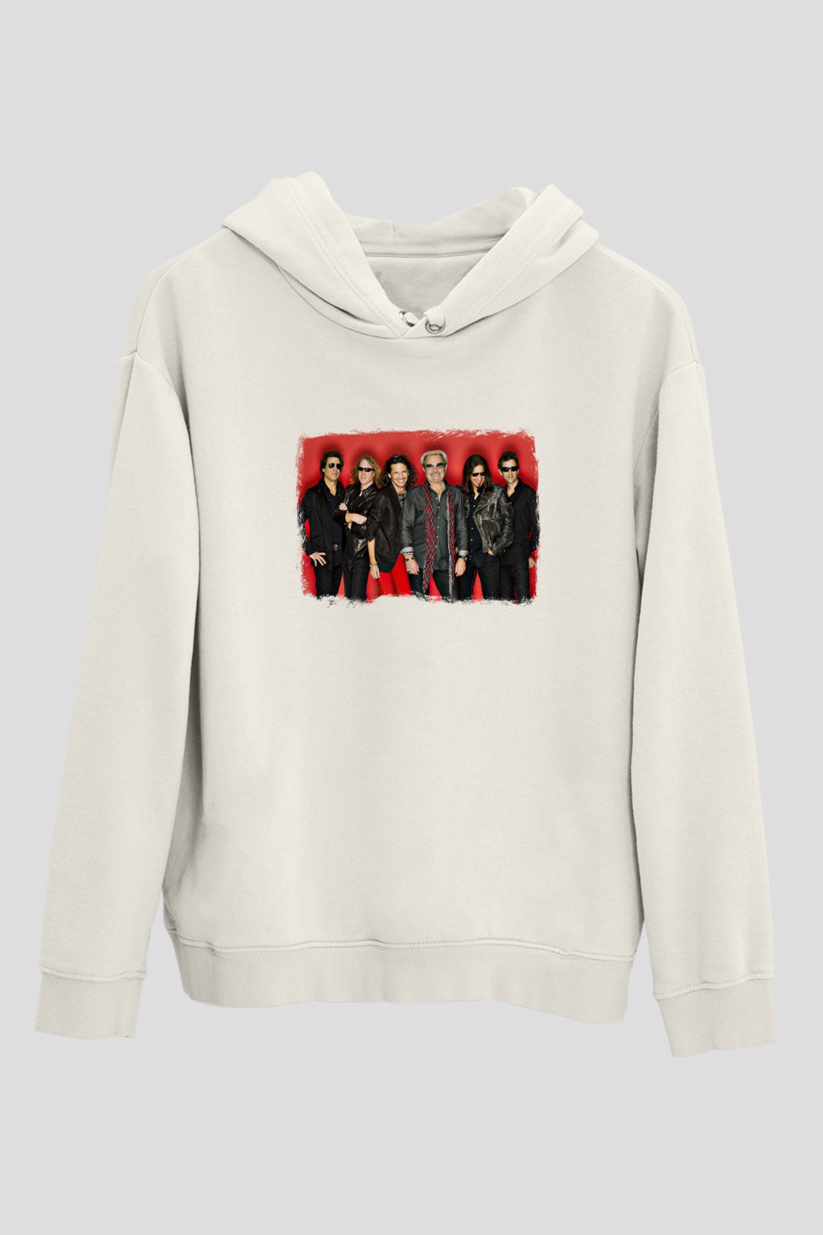 Foreigner Baskılı Unisex Beyaz Hoodie