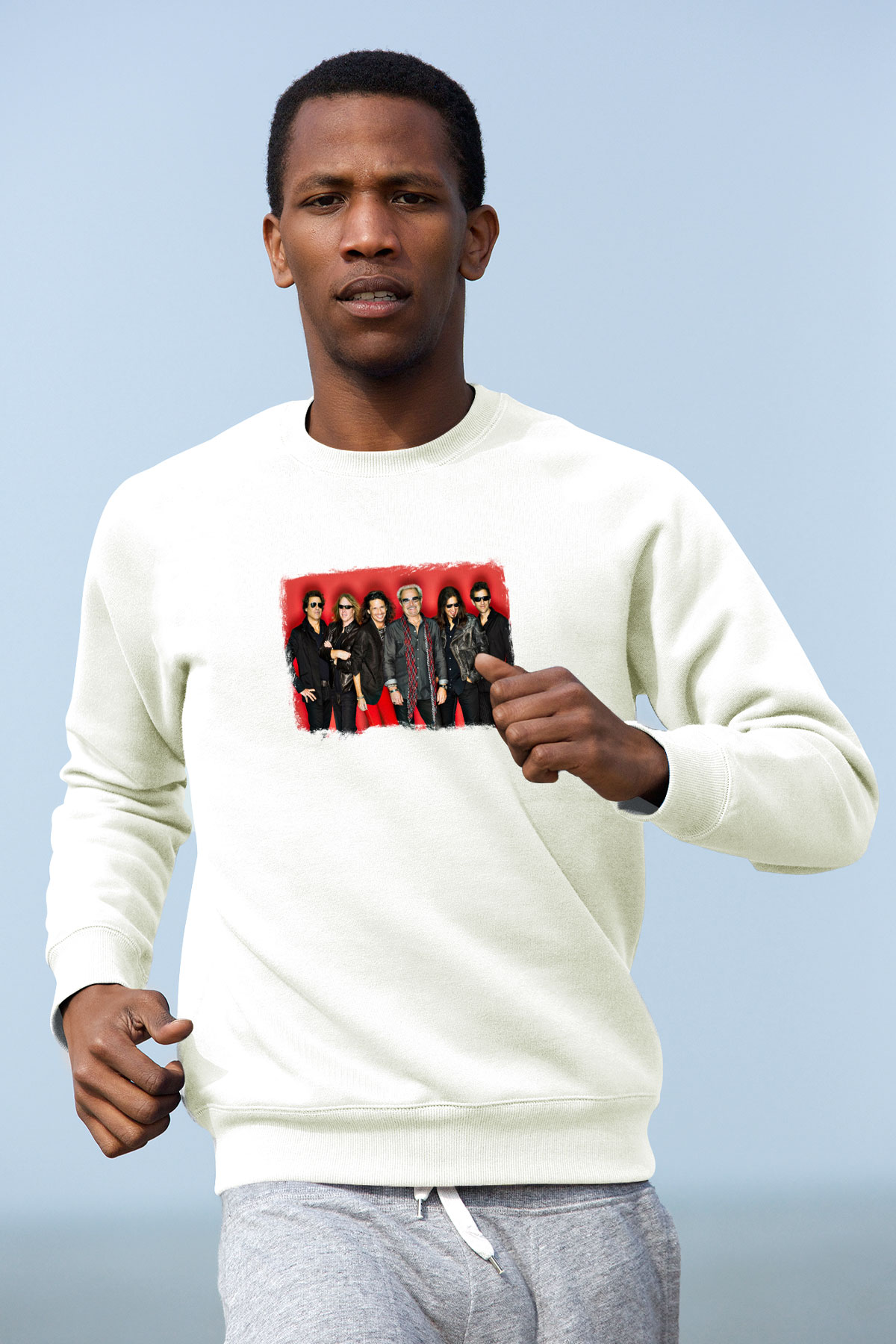 Foreigner Baskılı Unisex Beyaz Sweatshirt