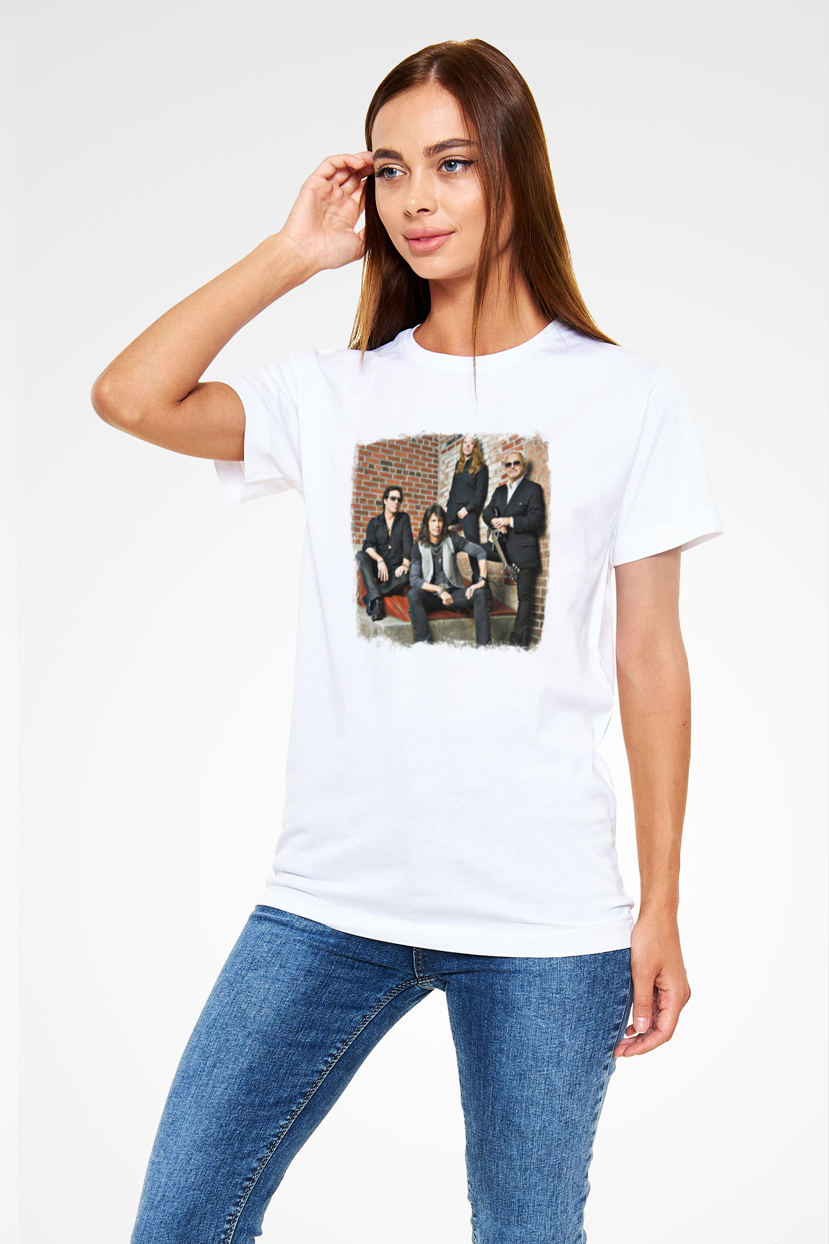 Foreigner Baskılı Unisex Beyaz Tişört