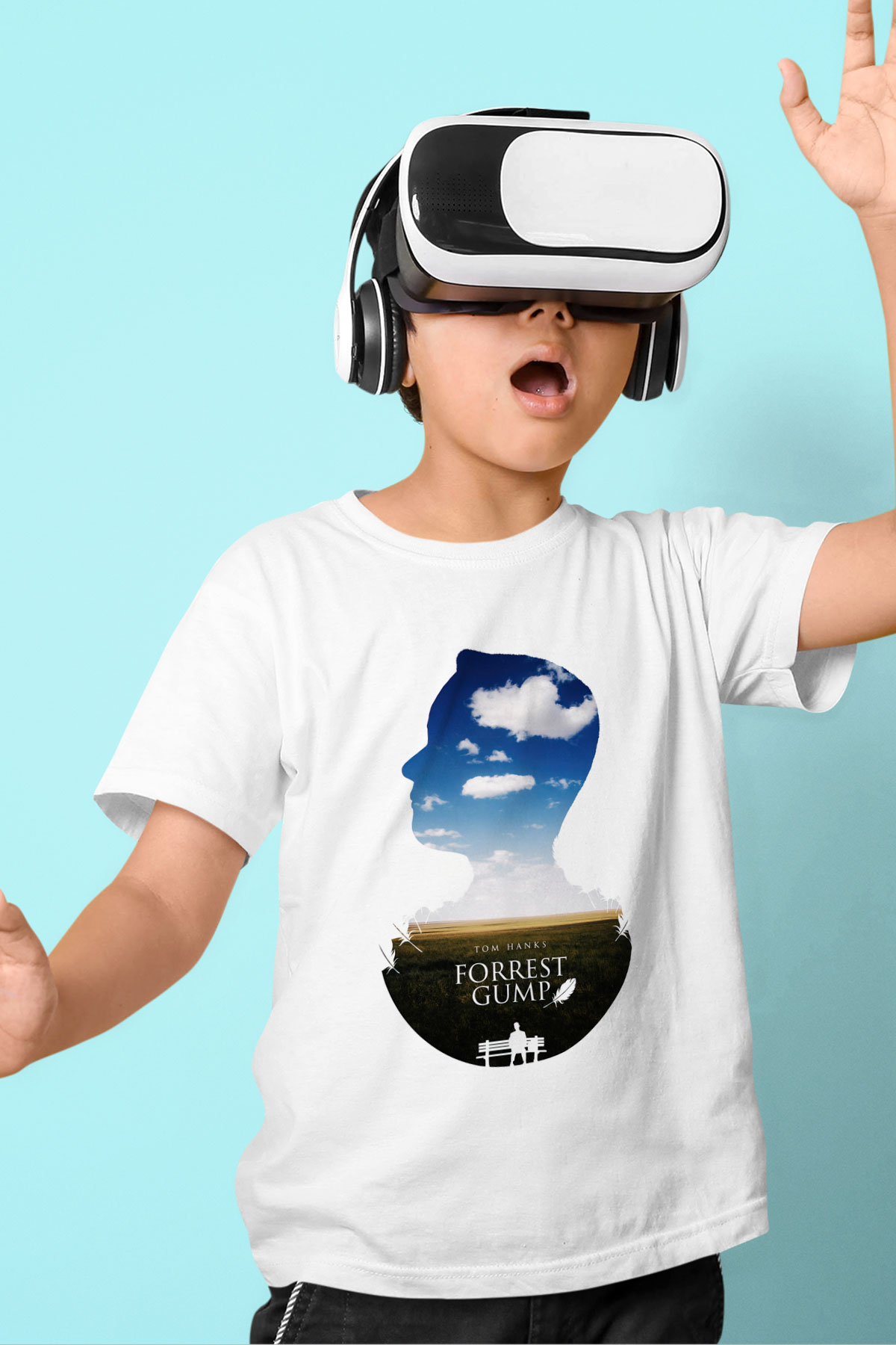 Forrest Gump Baskılı Beyaz Unisex Çocuk Tişört