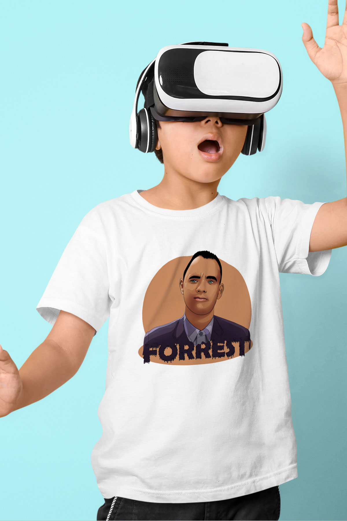 Forrest Gump Baskılı Beyaz Unisex Çocuk Tişört