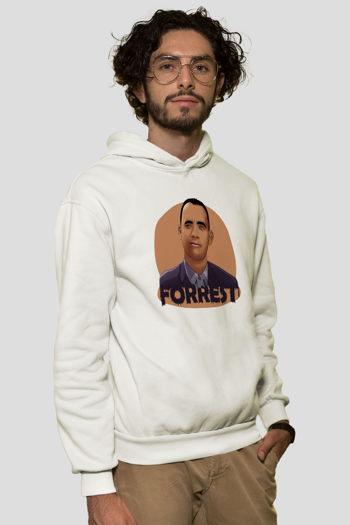 Forrest Gump Beyaz Unisex Kapşonlu Sweatshirt