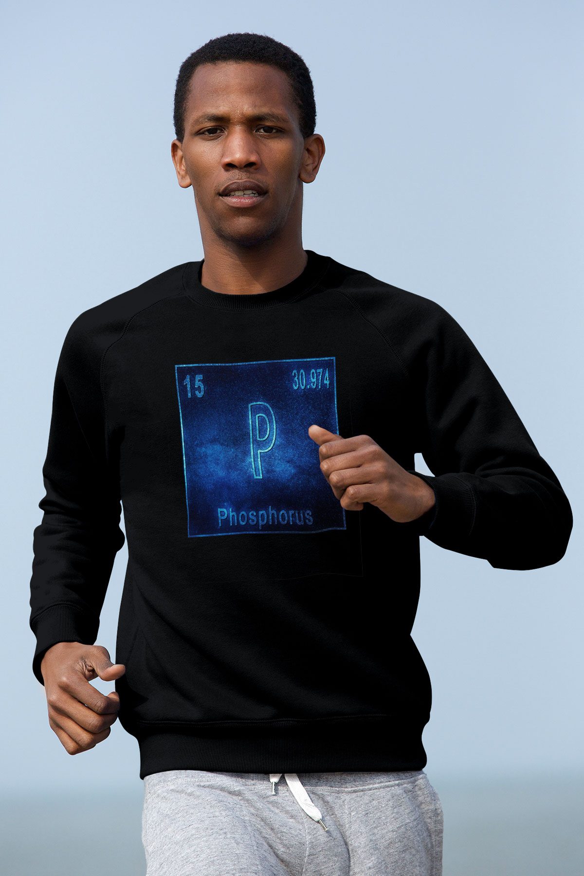 Fosfor Elementi Atom Numarası Baskılı Unisex Siyah Sweatshirt