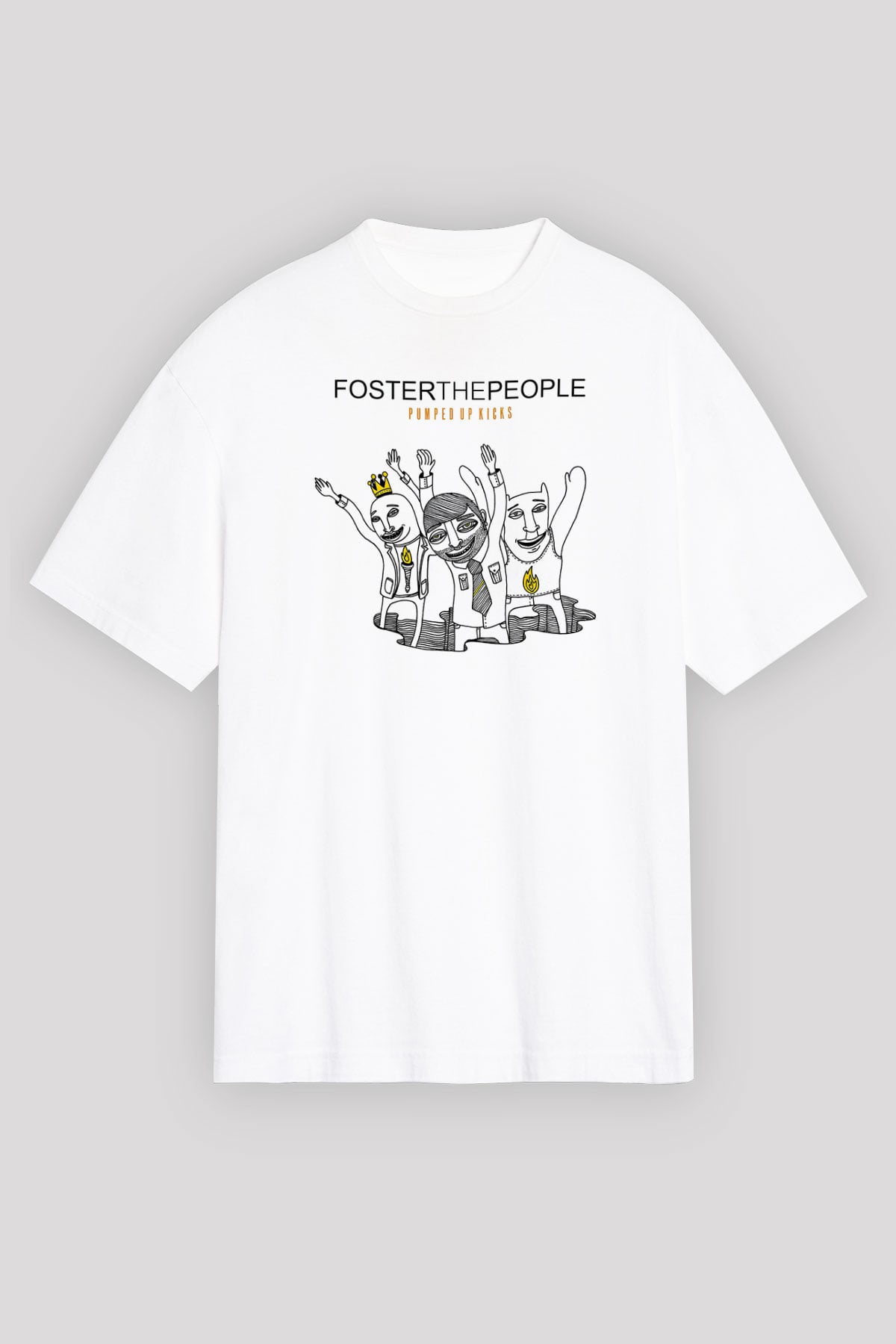 Foster the People Baskılı Unisex Beyaz Oversize Tişört