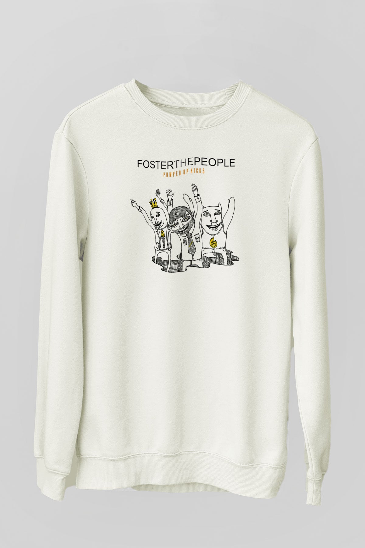 Foster the People Baskılı Unisex Beyaz Sweatshirt