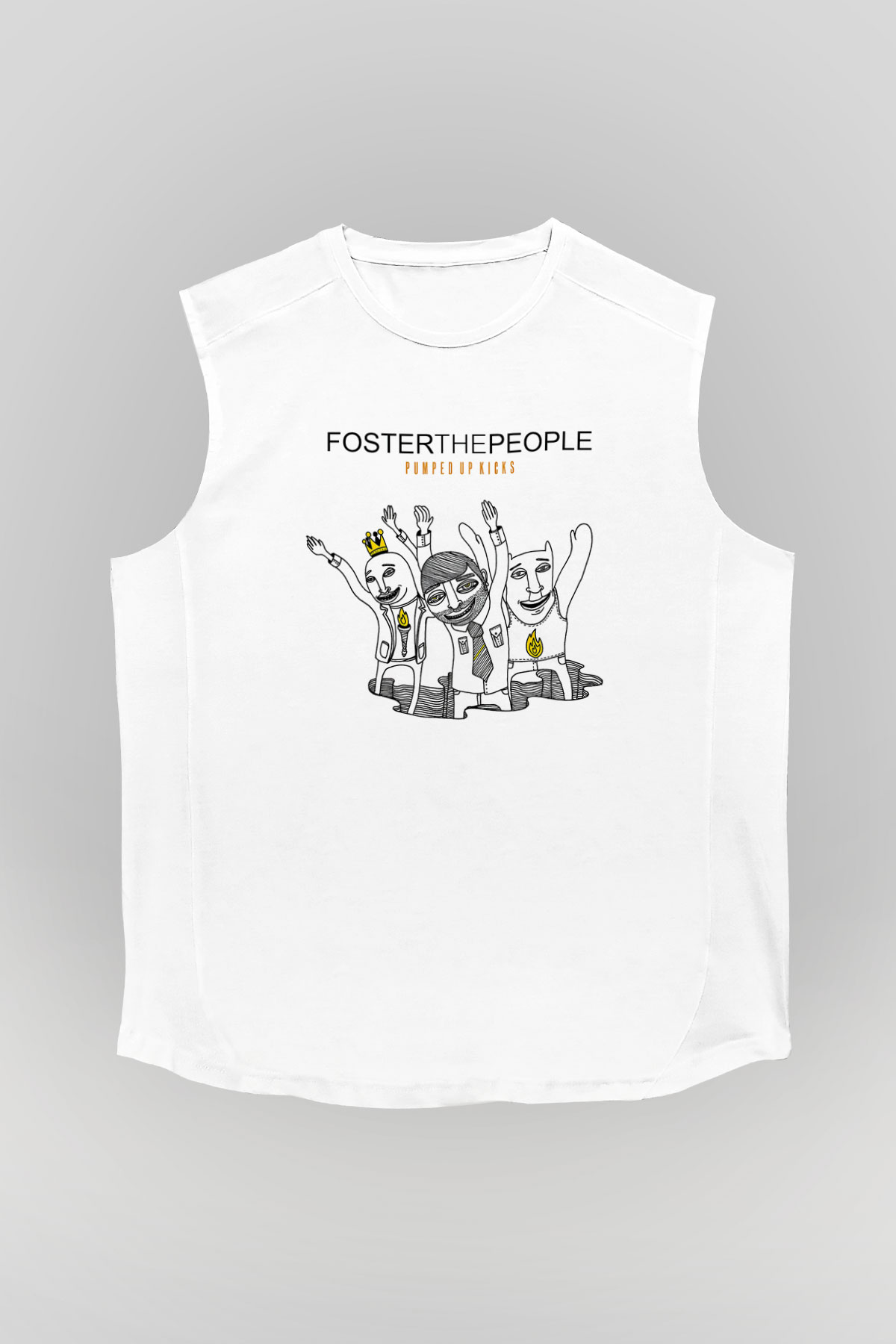 Foster the People Baskılı Unisex Beyaz Kolsuz Tişört