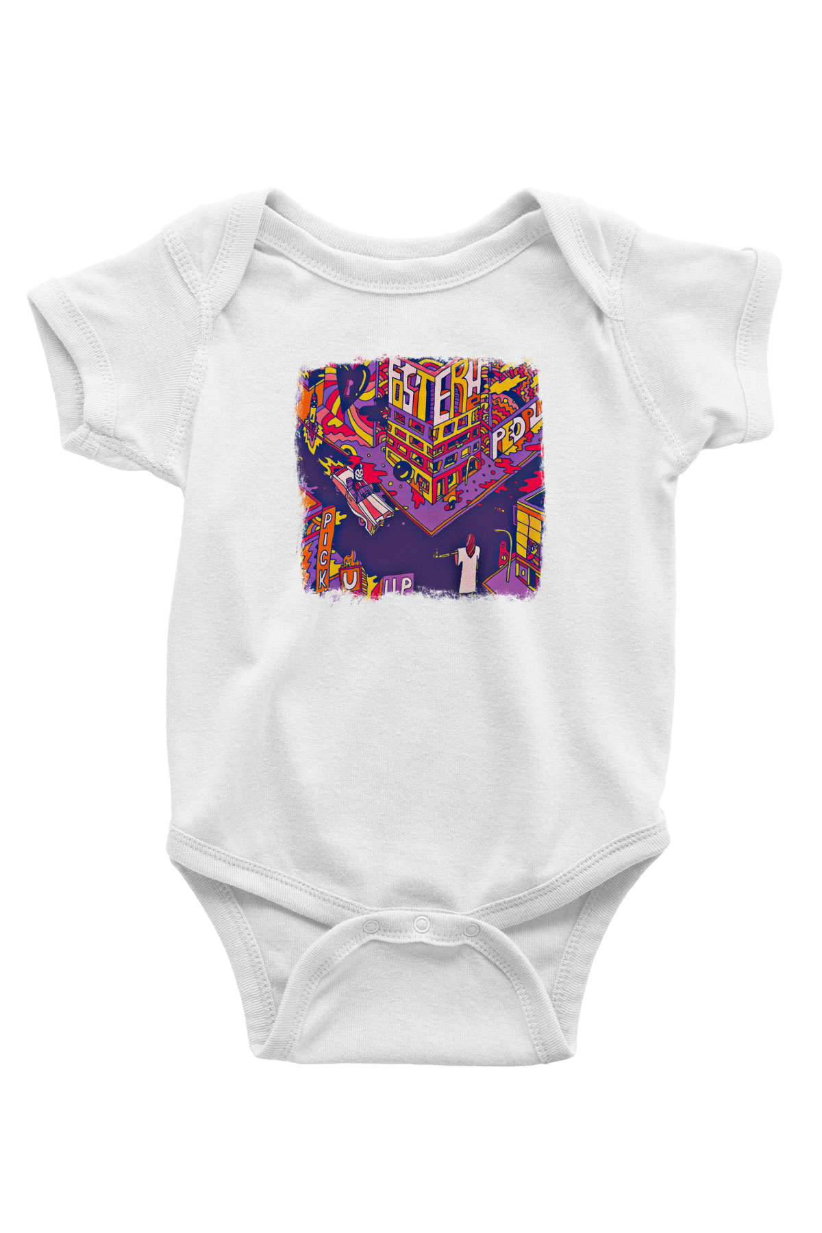 Foster the People Baskılı Unisex Beyaz Bebek Body - Zıbın