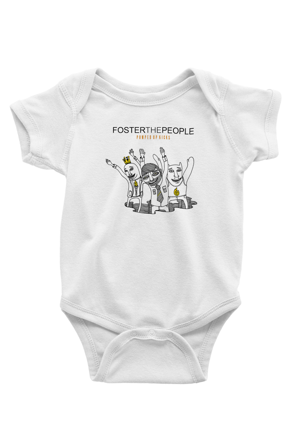 Foster the People Baskılı Unisex Beyaz Bebek Body - Zıbın