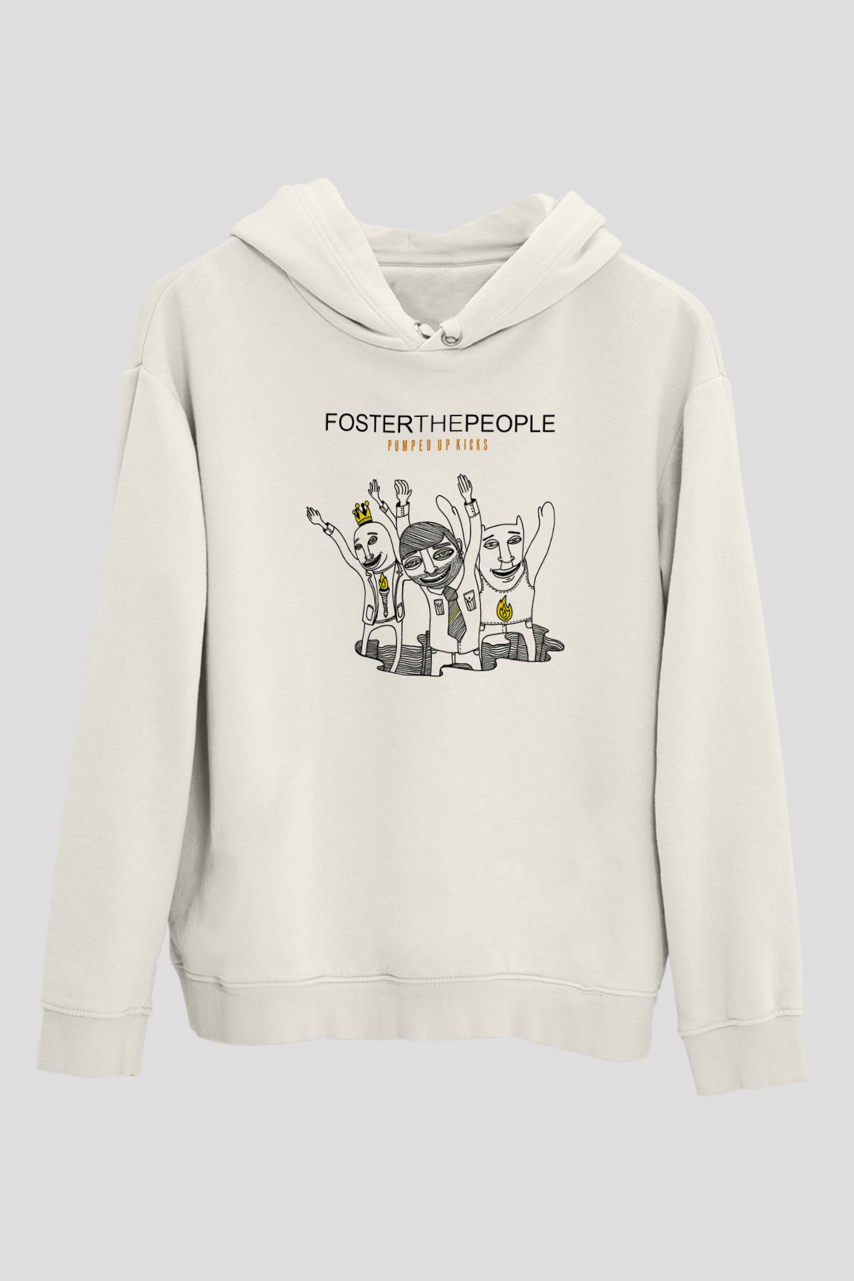 Foster the People Baskılı Unisex Beyaz Hoodie