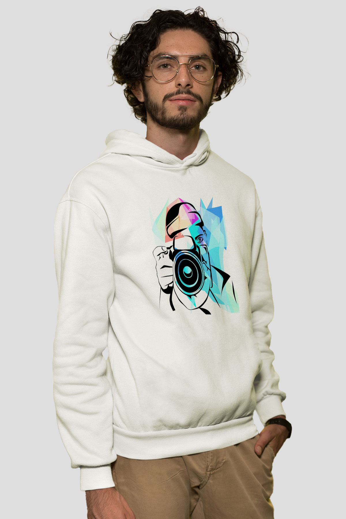 Fotoğrafçı Beyaz Unisex Hoodie