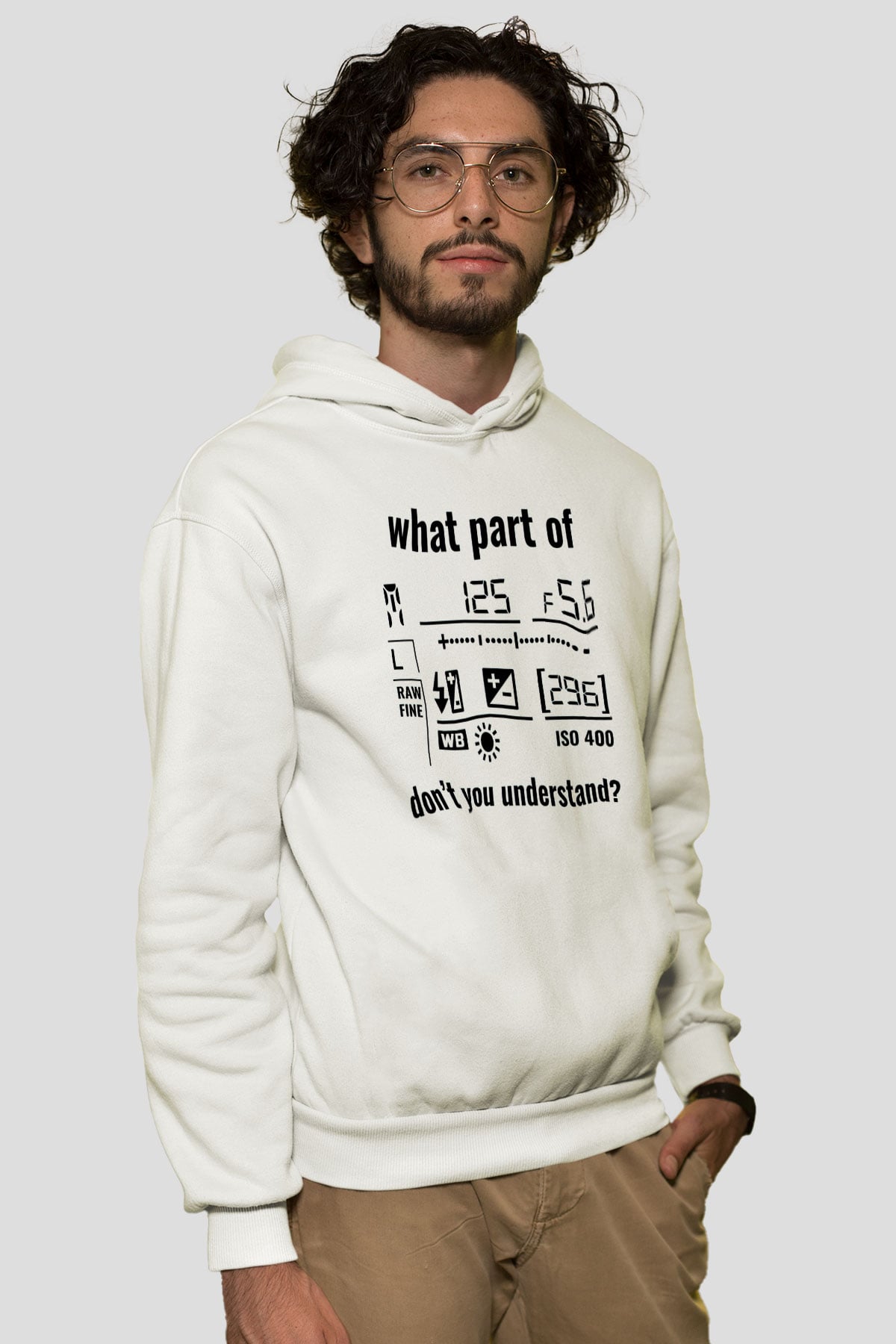 Fotoğrafçı Beyaz Unisex Kapüşonlu Sweatshirt