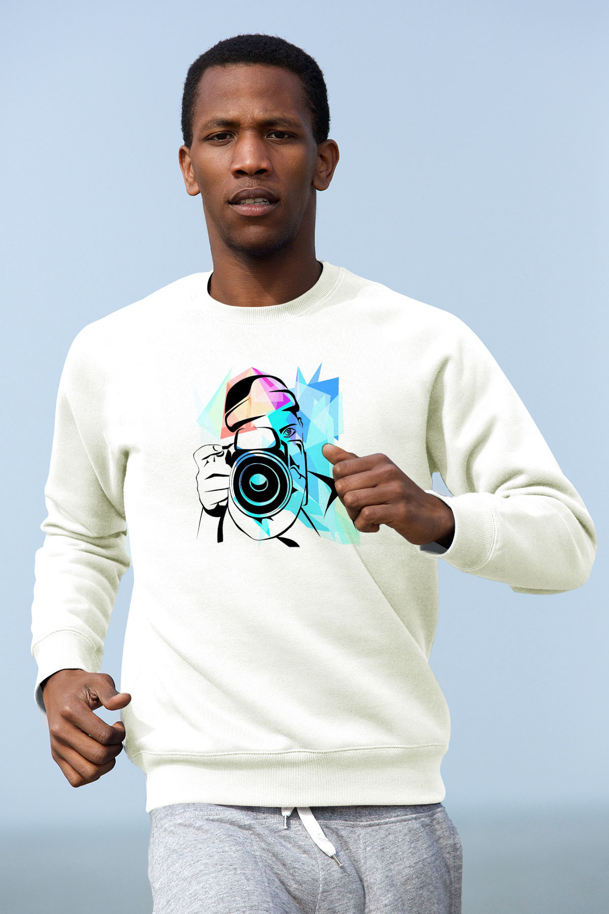 Fotoğrafçı Beyaz Unisex Sweatshirt
