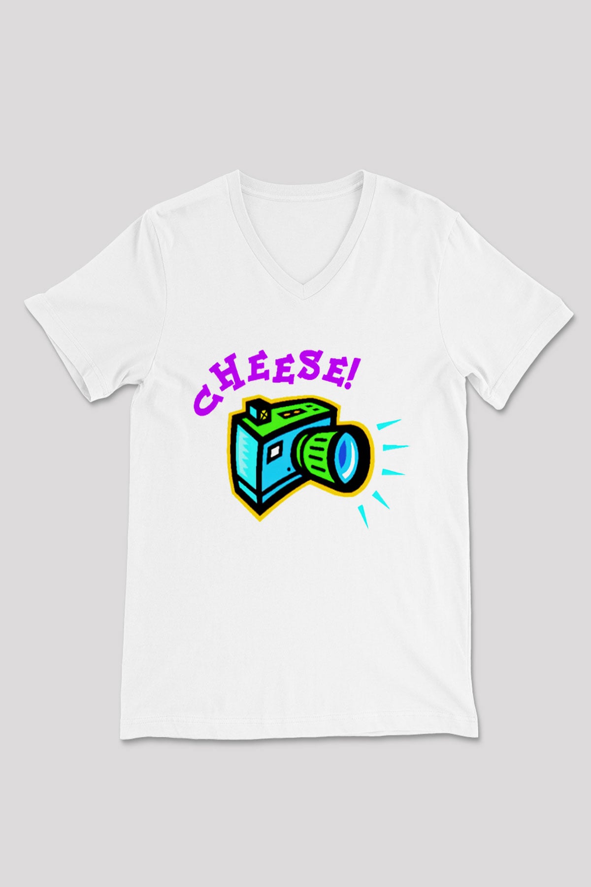 Fotoğrafçı Beyaz Unisex V Yaka Tişört T-Shirt