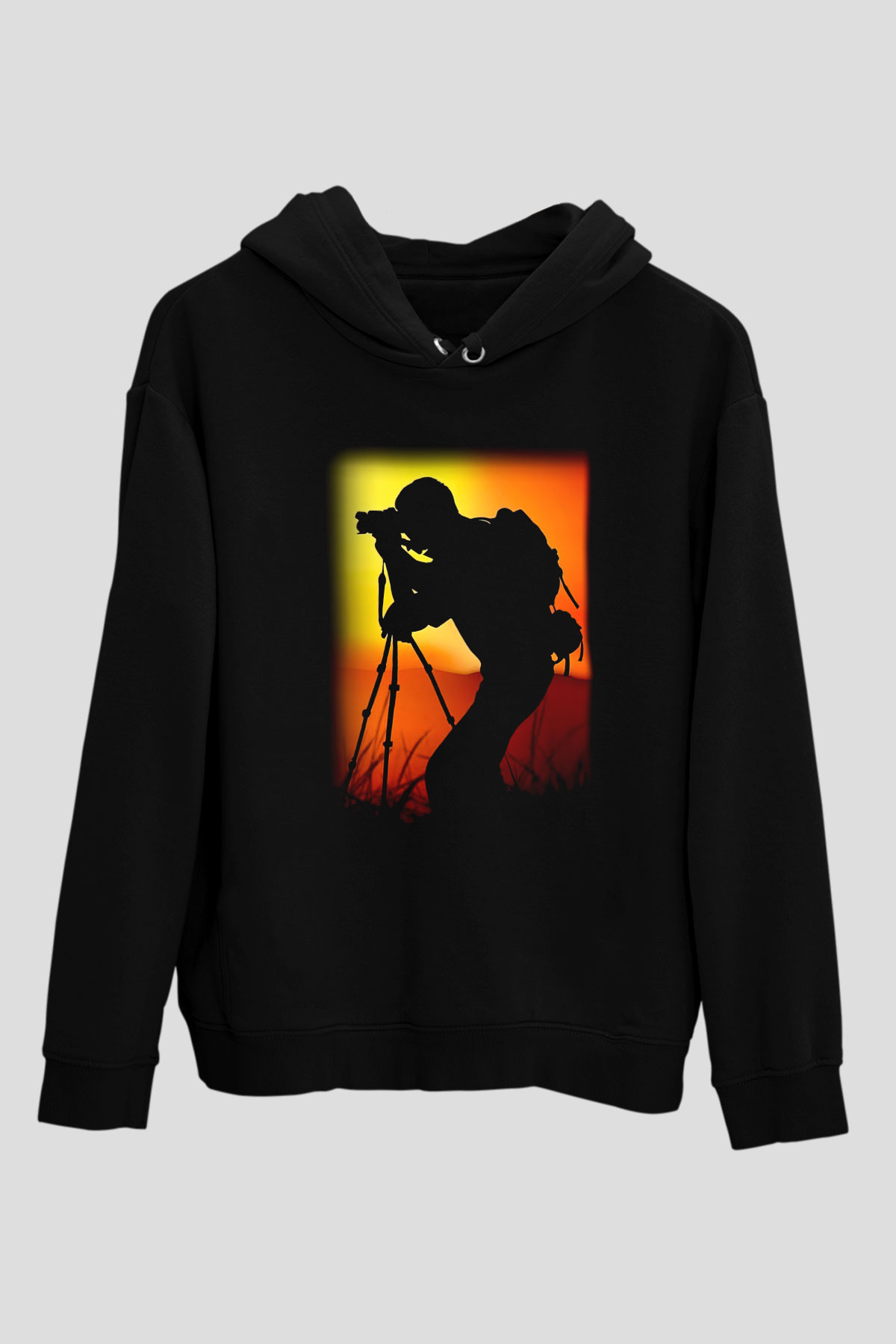Fotoğrafçı Siyah Unisex Kapşonlu Sweatshirt