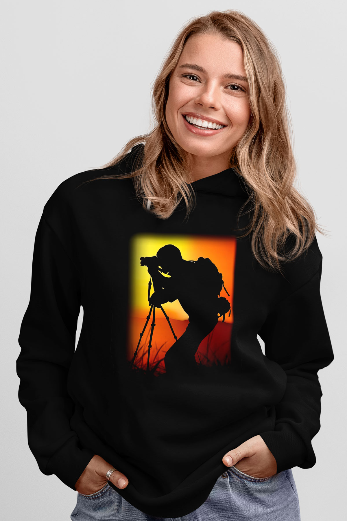 Fotoğrafçı Siyah Unisex Kapşonlu Sweatshirt