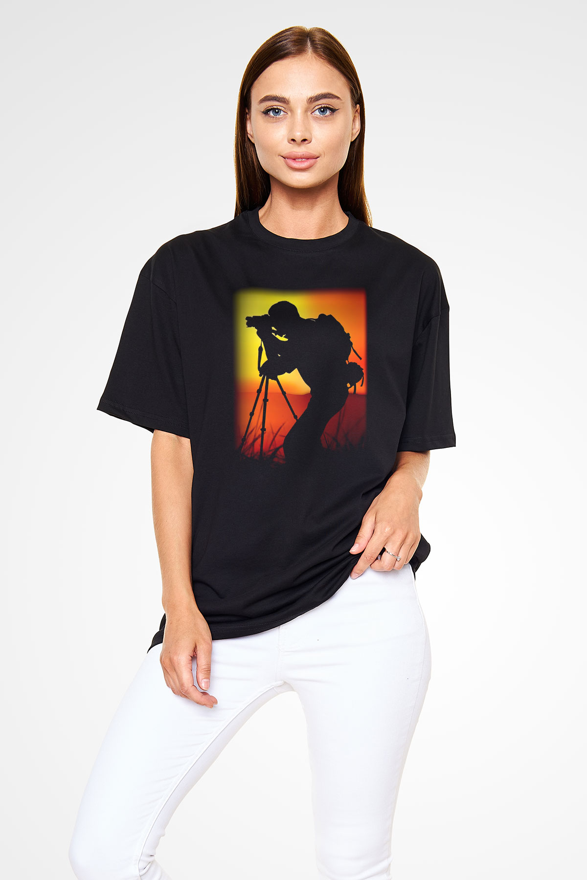 Fotoğrafçı Siyah Unisex Oversize Tişört T-Shirt