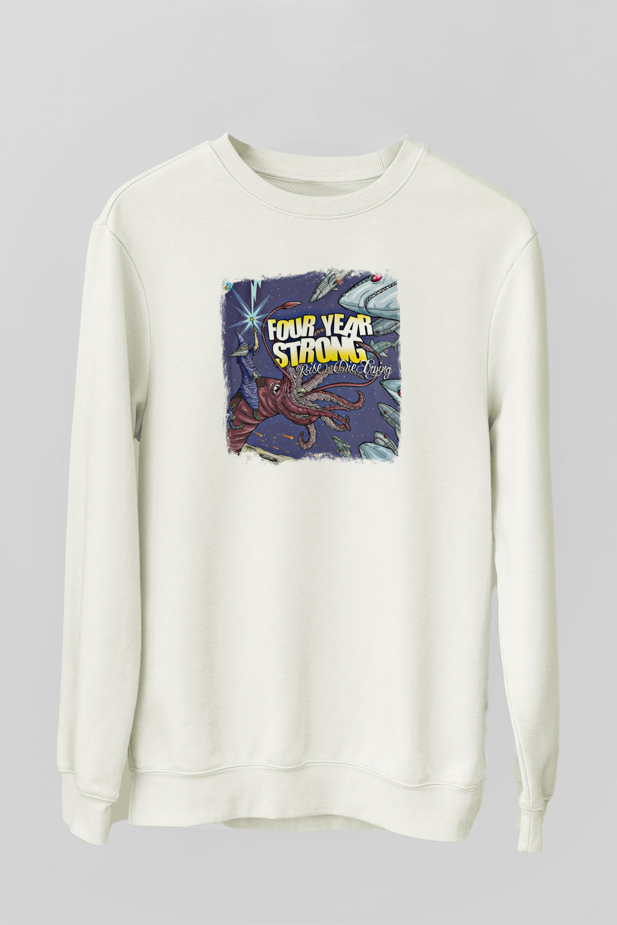 Four Year Strong Baskılı Unisex Beyaz Sweatshirt