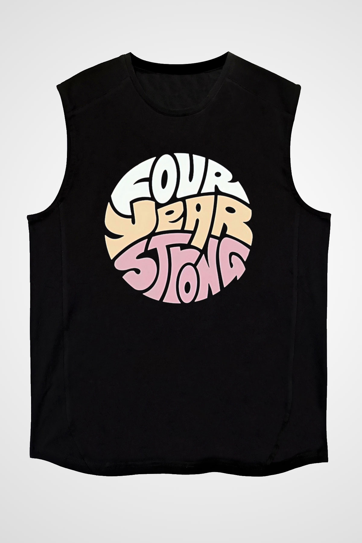 Four Year Strong Baskılı Unisex Siyah Kolsuz Tişört - Tshirt