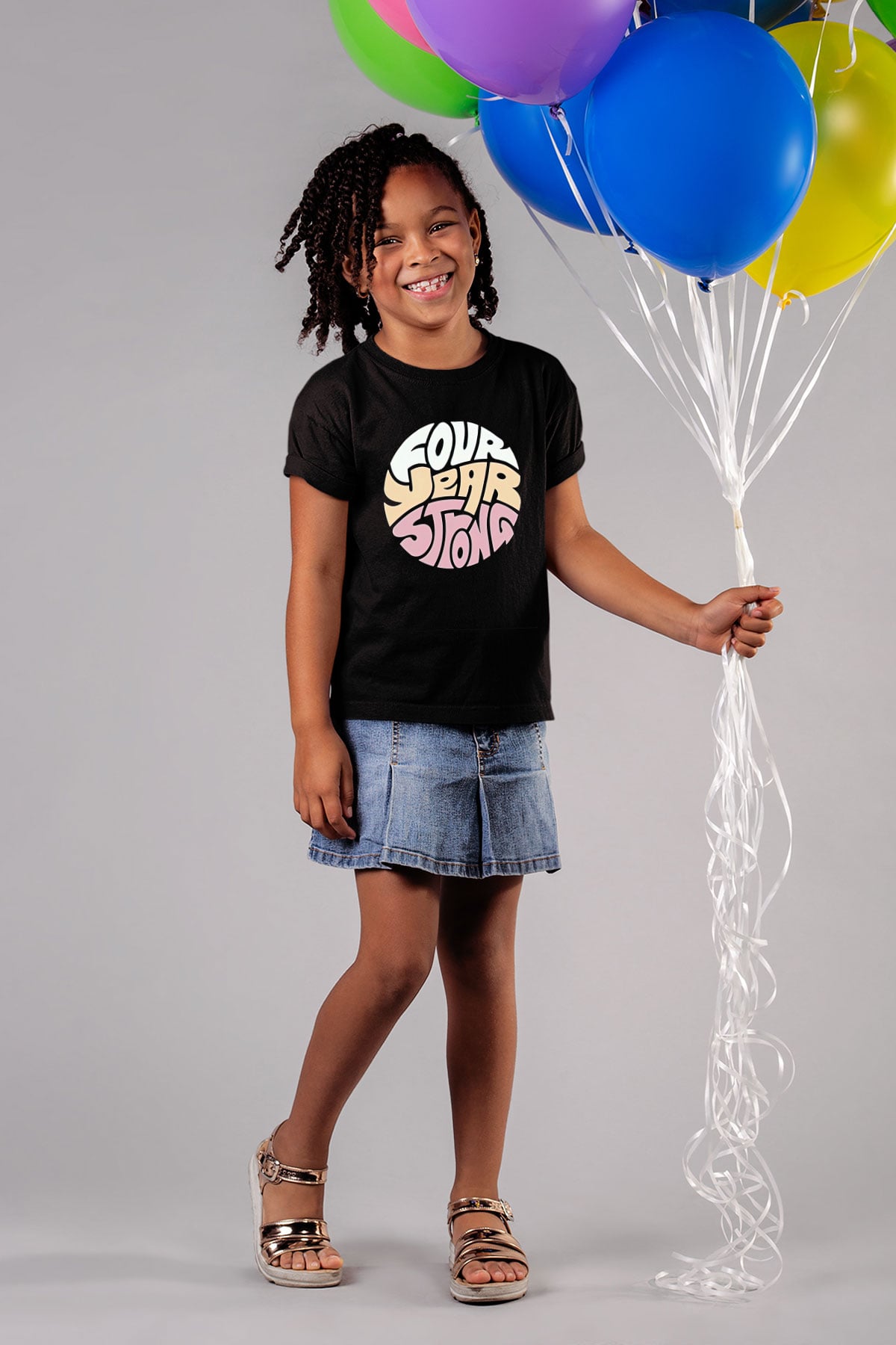 Four Year Strong Baskılı Unisex Siyah Çocuk Tişört - Tshirt