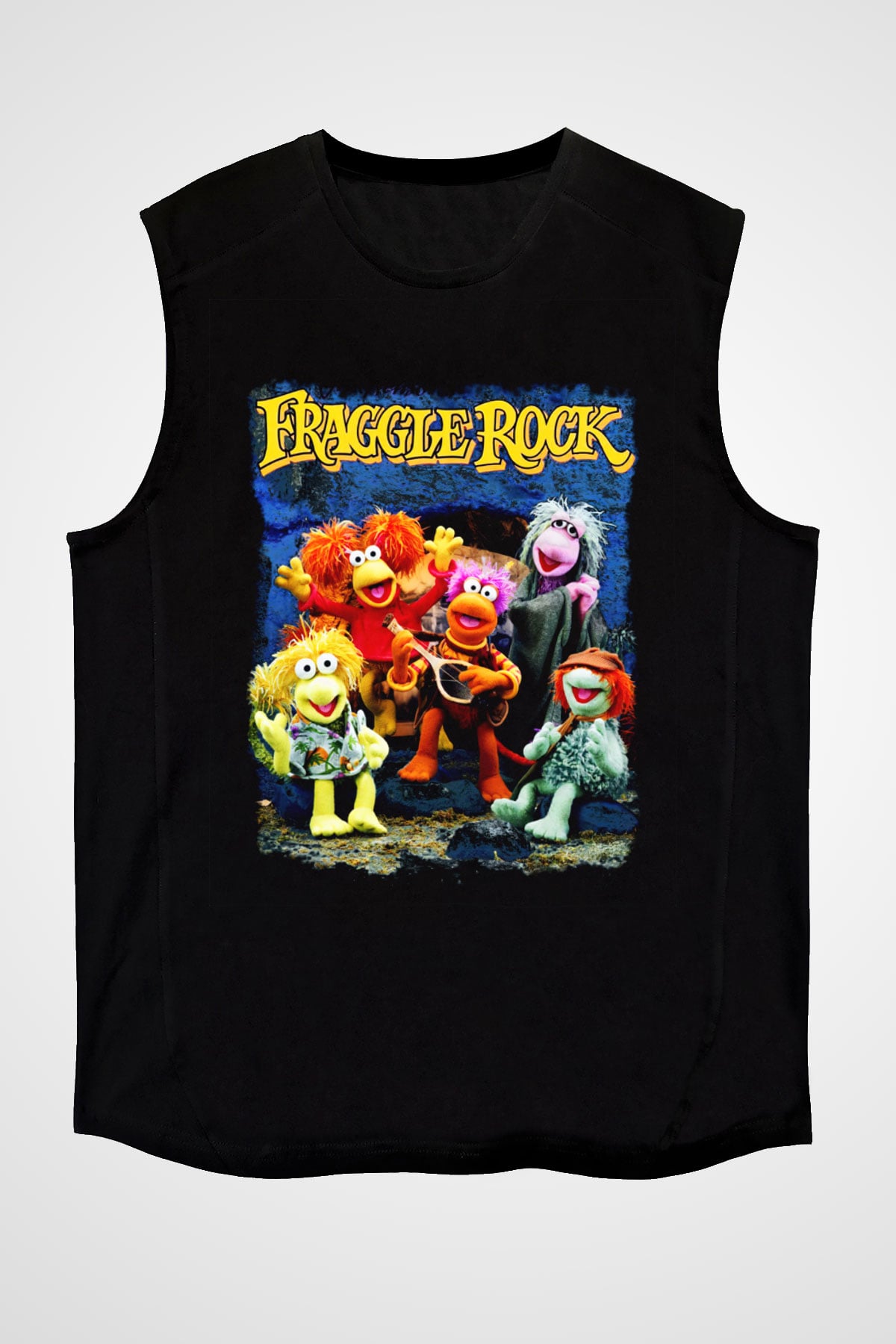 Fraggle Rock Siyah Unisex Kolsuz Tişört
