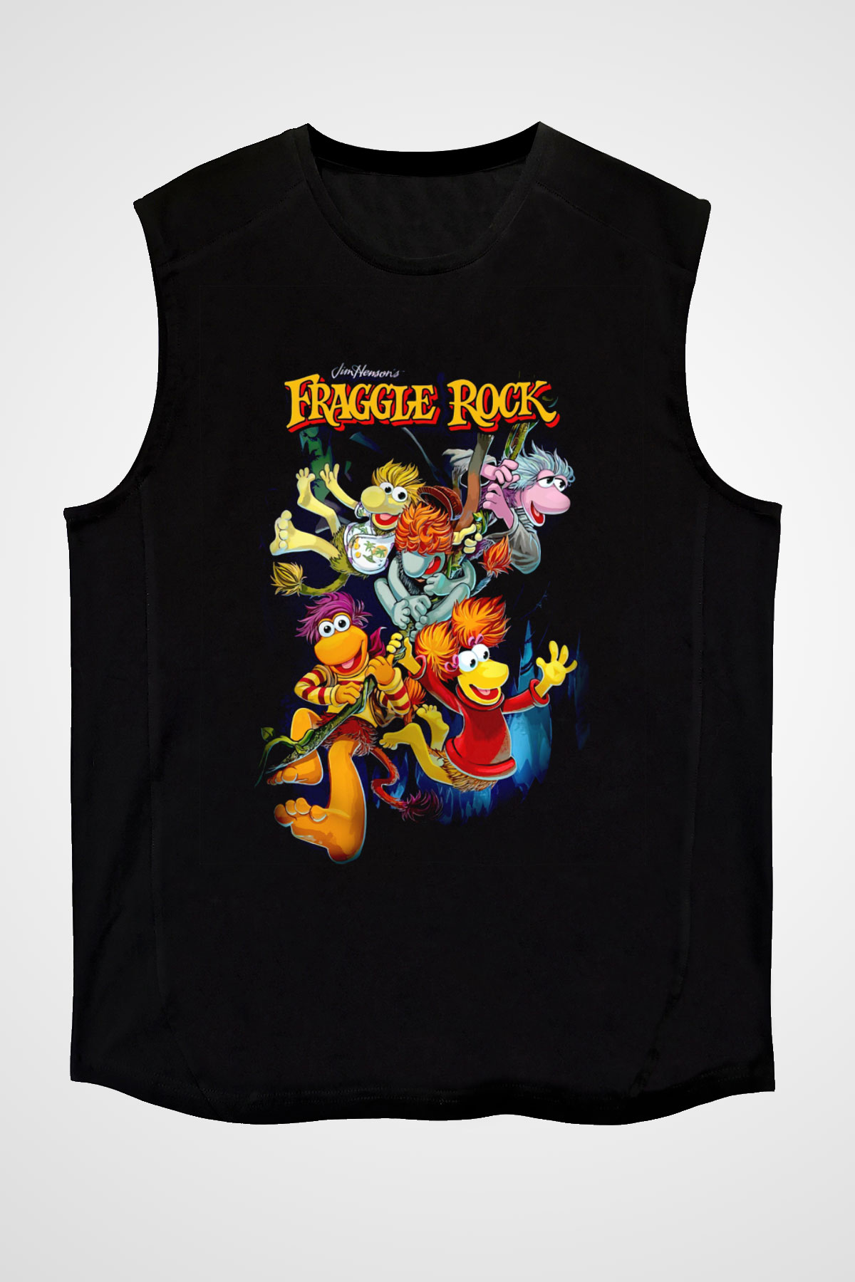 Fraggle Rock Siyah Unisex  Kolsuz Tişört
