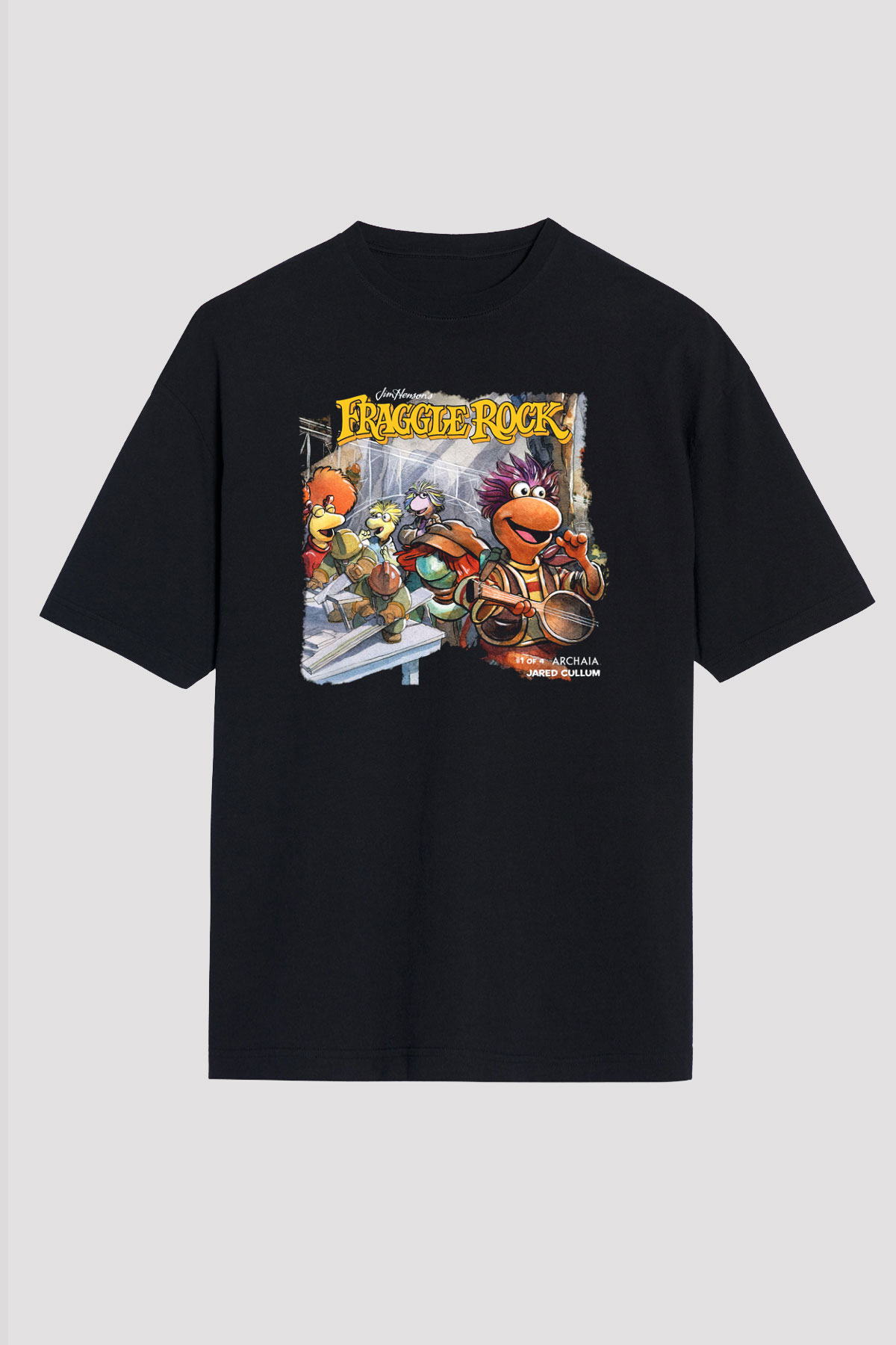 Fraggle Rock Siyah Unisex Oversize Tişört