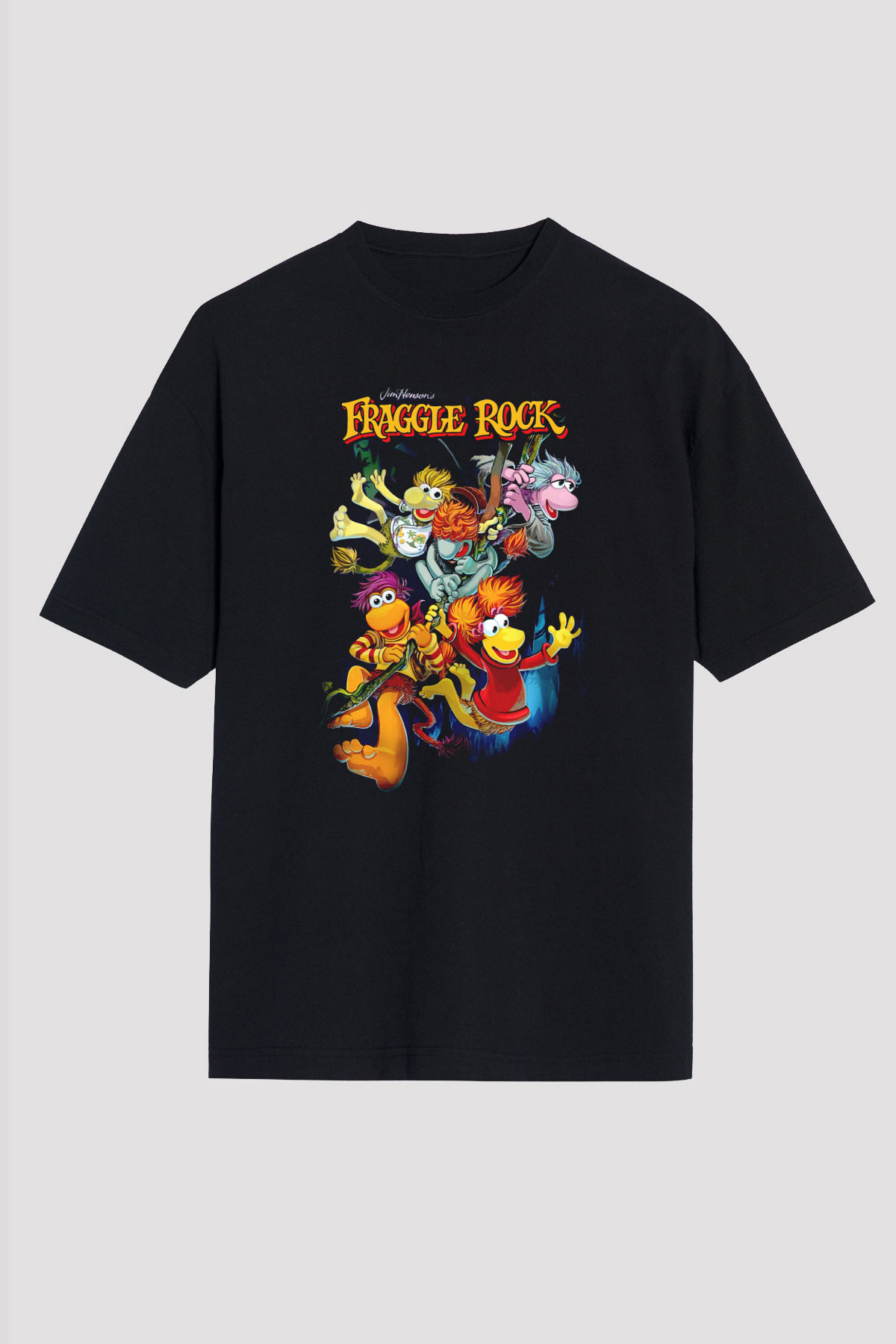 Fraggle Rock Siyah Oversize Tişört