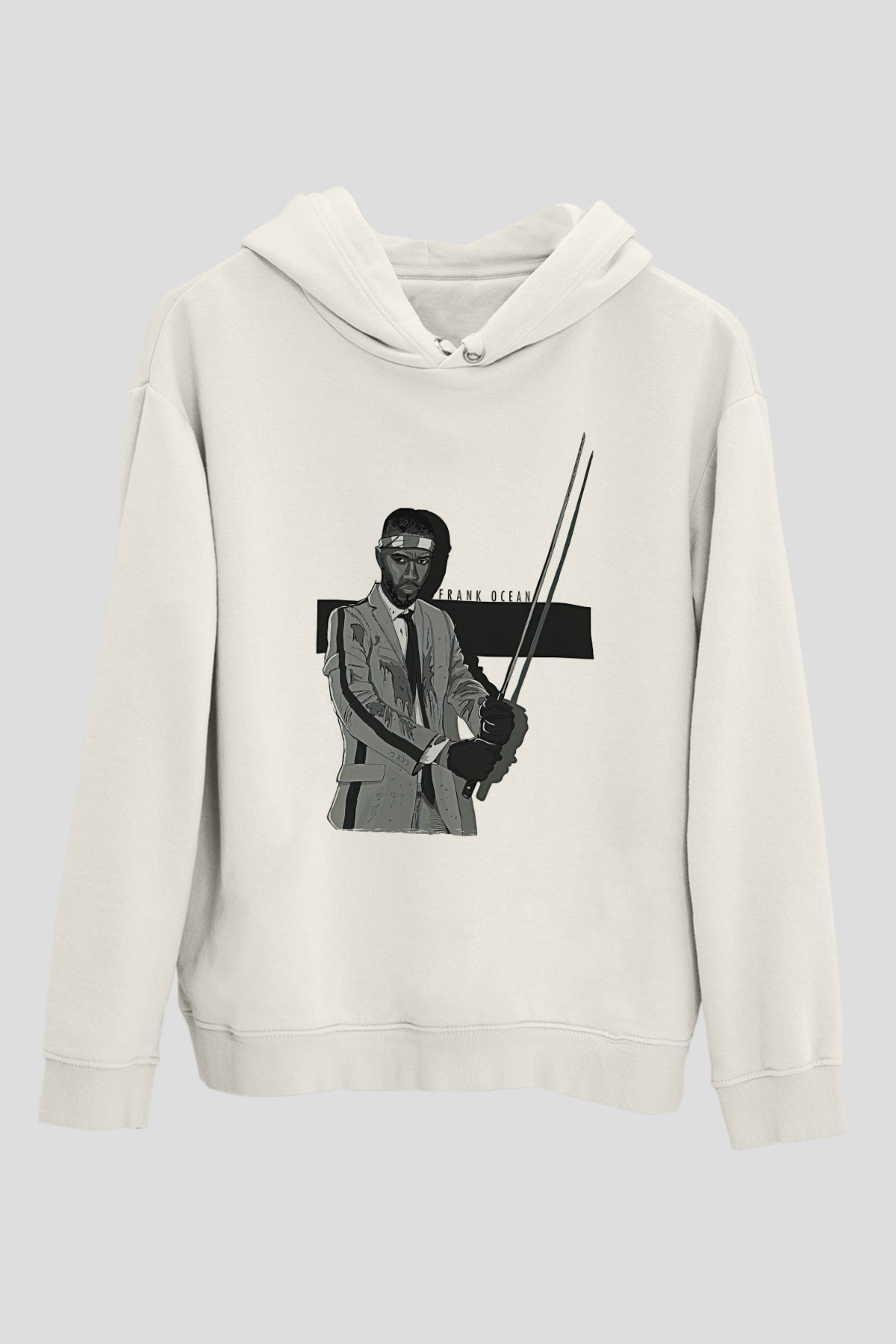 Frank Ocean Baskılı Beyaz Unisex Kapüşonlu Sweatshirt
