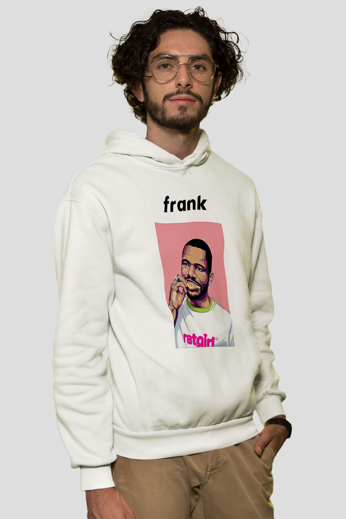 Frank Ocean Baskılı Beyaz Unisex Kapüşonlu Sweatshirt