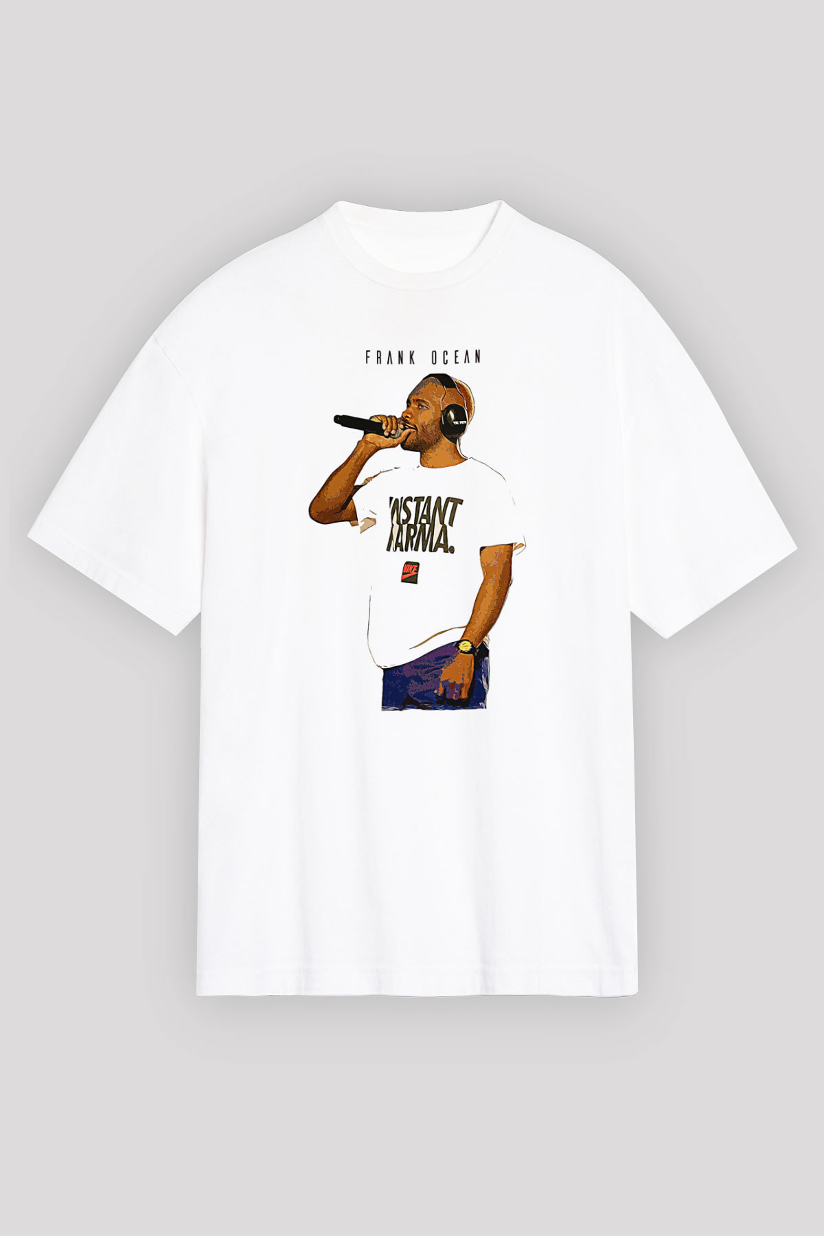 Frank Ocean Baskılı Beyaz Unisex Oversize Tişört - Tshirt