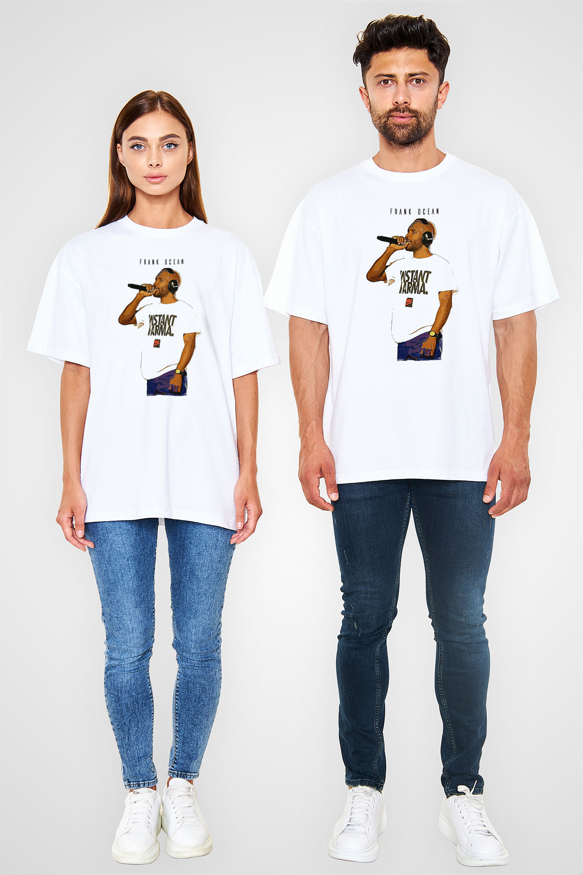 Frank Ocean Baskılı Beyaz Unisex Oversize Tişört - Tshirt