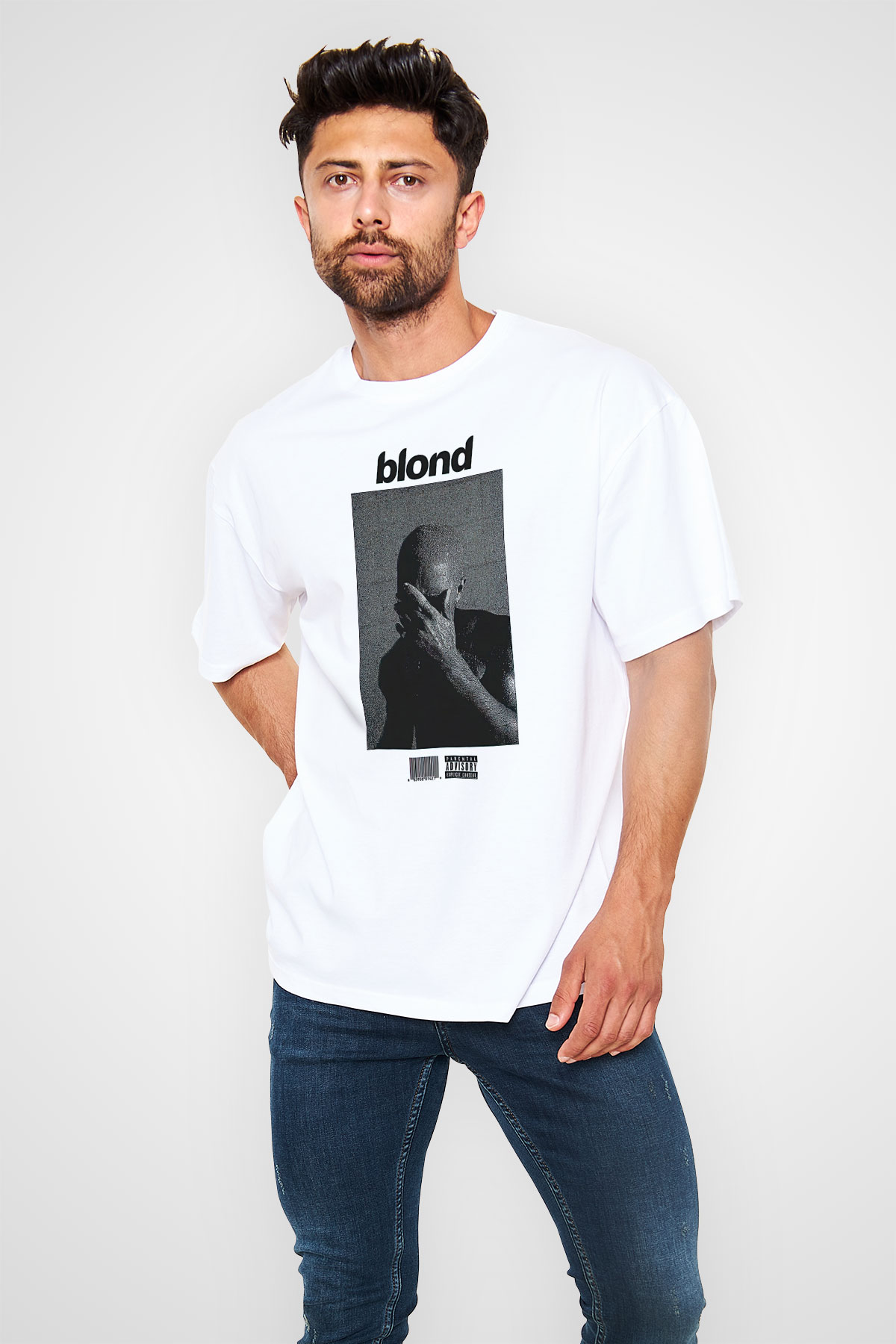 Frank Ocean Baskılı Beyaz Unisex Oversize Tişört - Tshirt