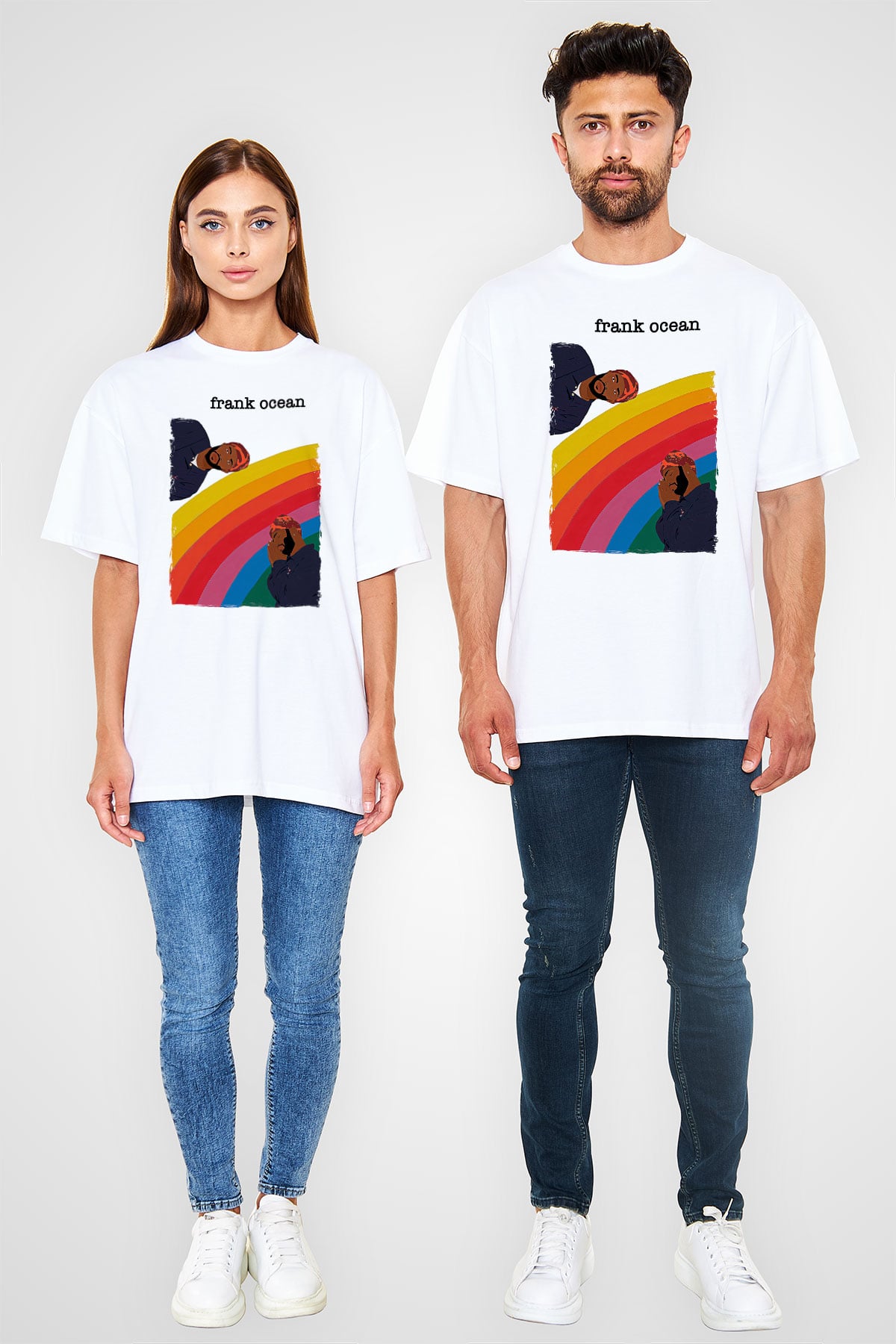 Frank Ocean Baskılı Beyaz Unisex Oversize Tişört - Tshirt