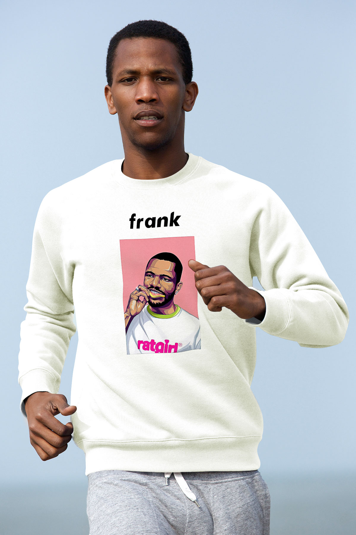 Frank Ocean Baskılı Beyaz Unisex Sweatshirt