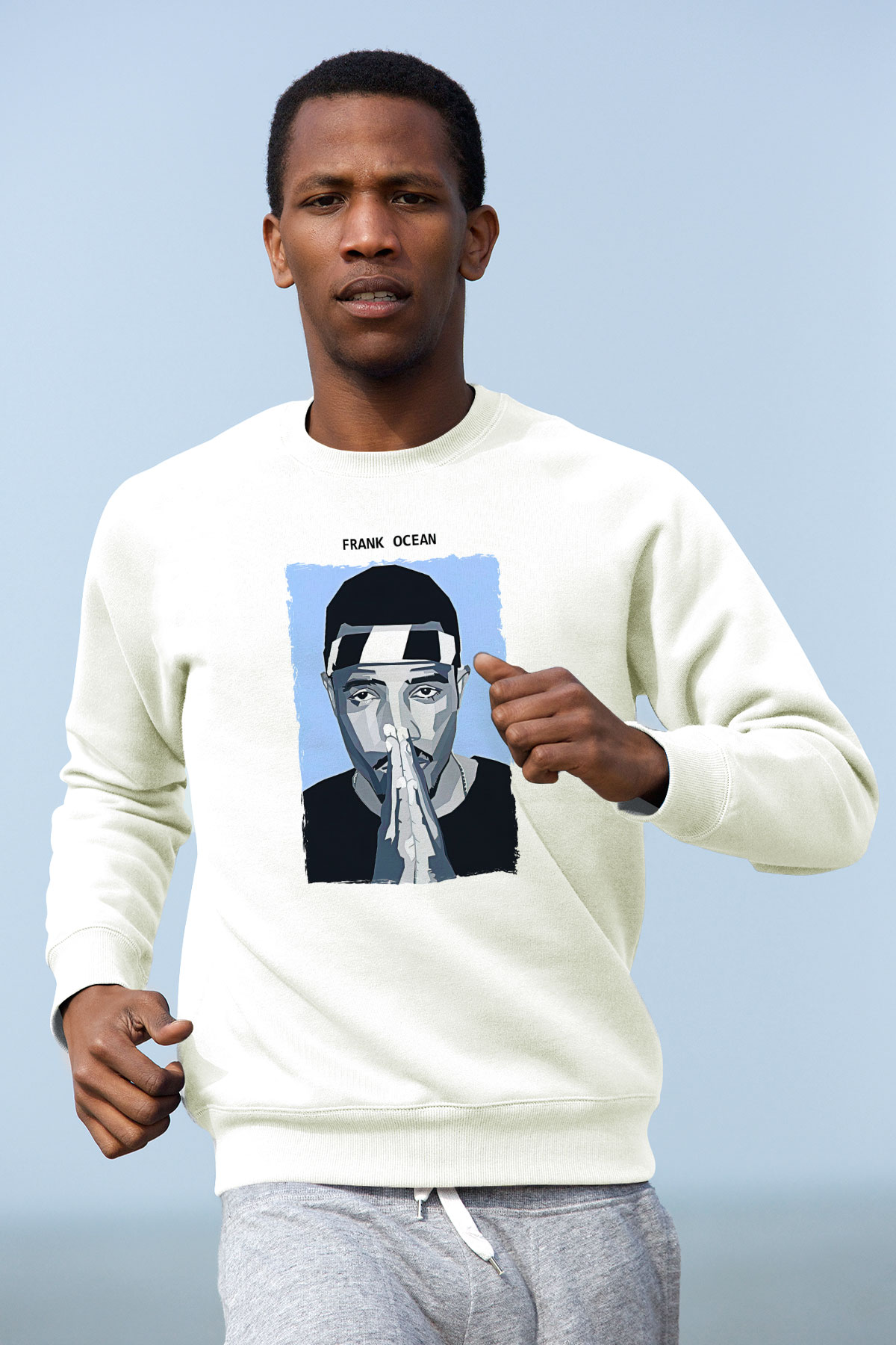 Frank Ocean Baskılı Beyaz Unisex Sweatshirt