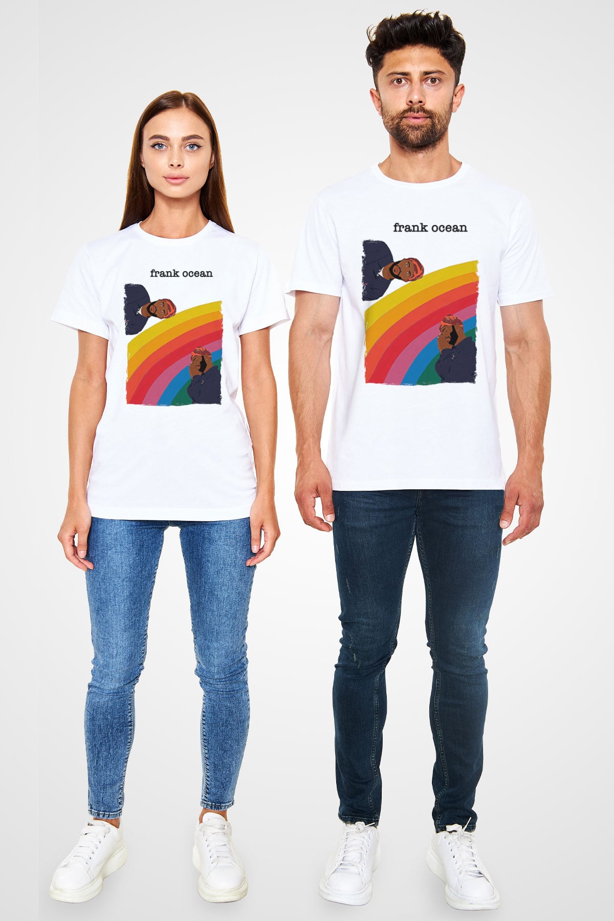 Frank Ocean Baskılı Unisex Beyaz Tişört - Tshirt