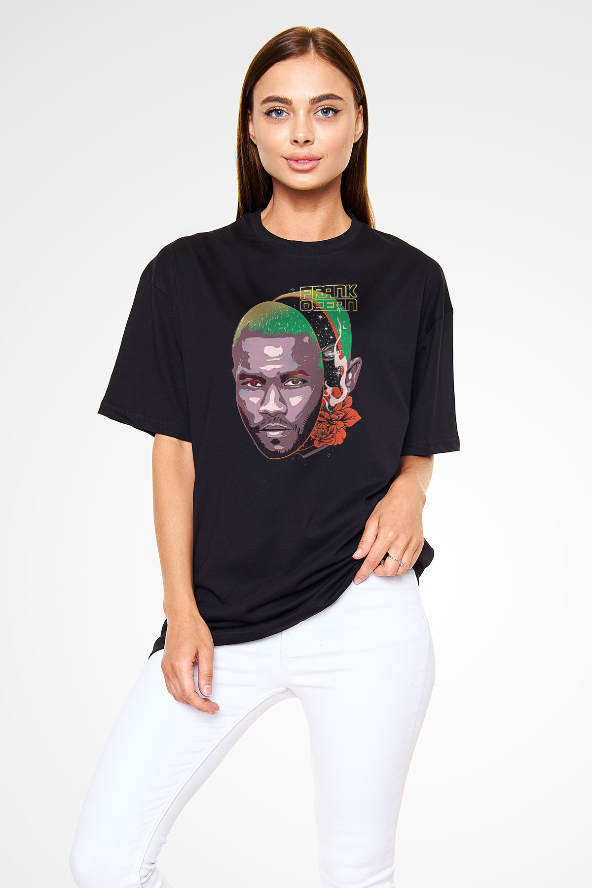 Frank Ocean Baskılı Unisex Siyah Oversize Tişört - Tshirt