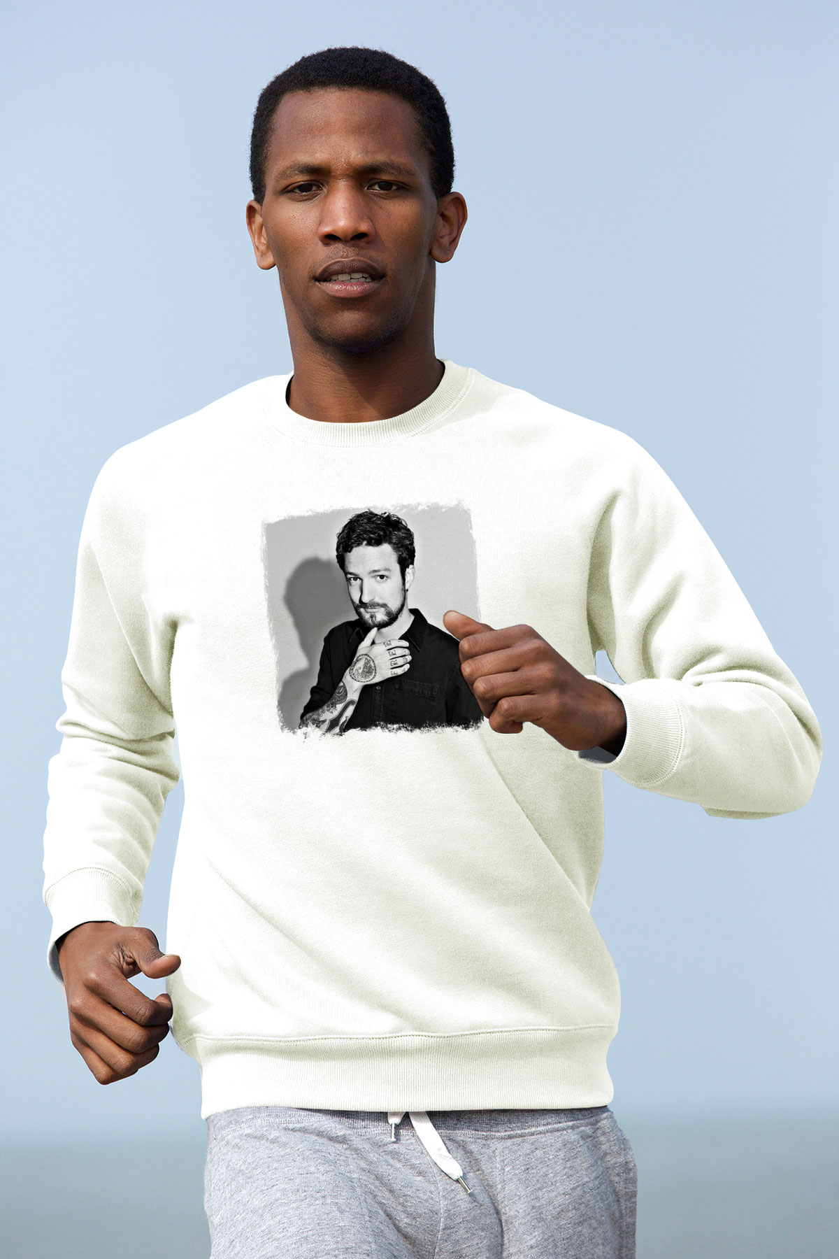 Frank Turner Baskılı Unisex Beyaz Sweatshirt