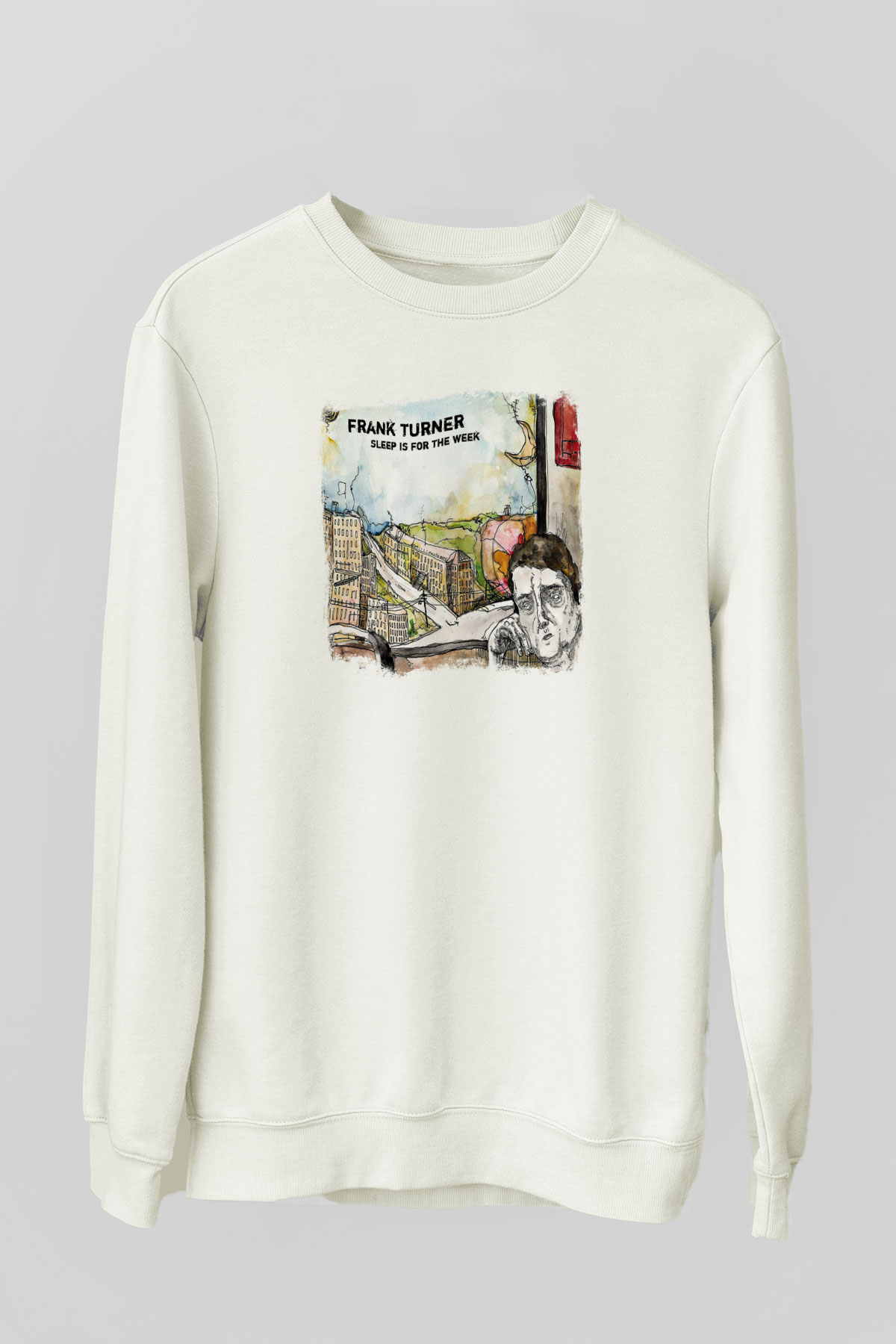 Frank Turner Baskılı Unisex Beyaz Sweatshirt