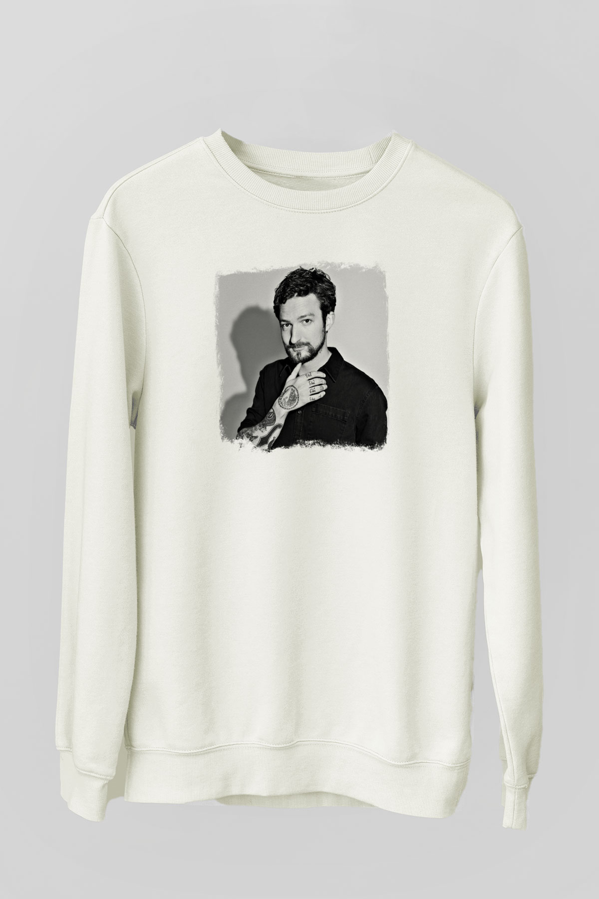 Frank Turner Baskılı Unisex Beyaz Sweatshirt
