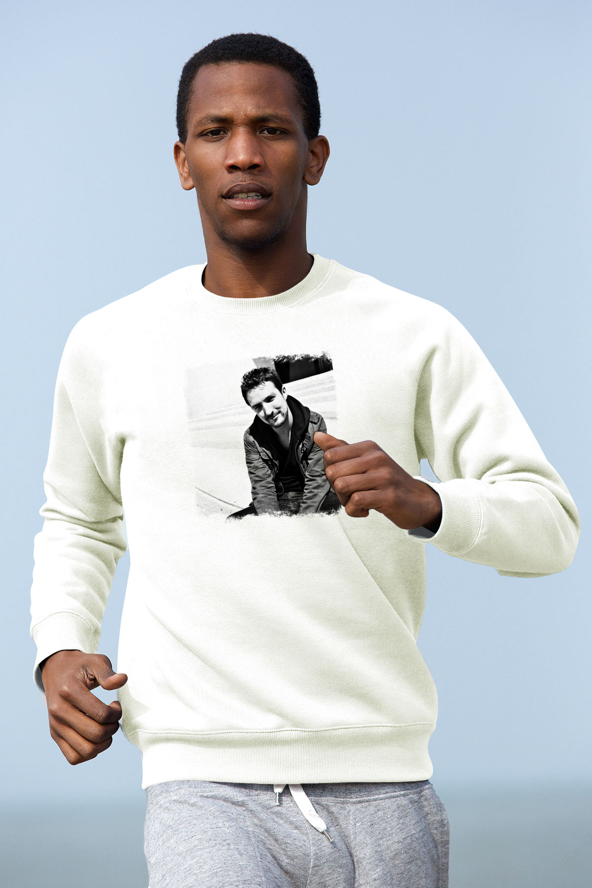 Frank Turner Baskılı Unisex Beyaz Sweatshirt