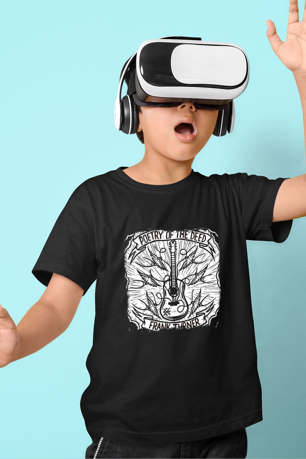 Frank Turner Baskılı Unisex Siyah Çocuk Tişört